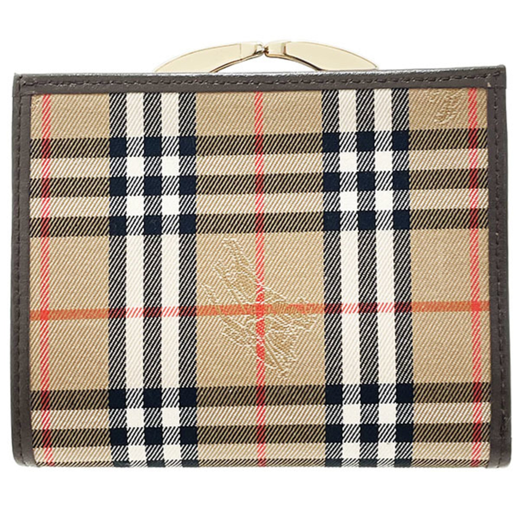 Burberry Beige Beige Brown Brown Canvas Leather Wallet (Bi-Fold) (Pre-Owned)