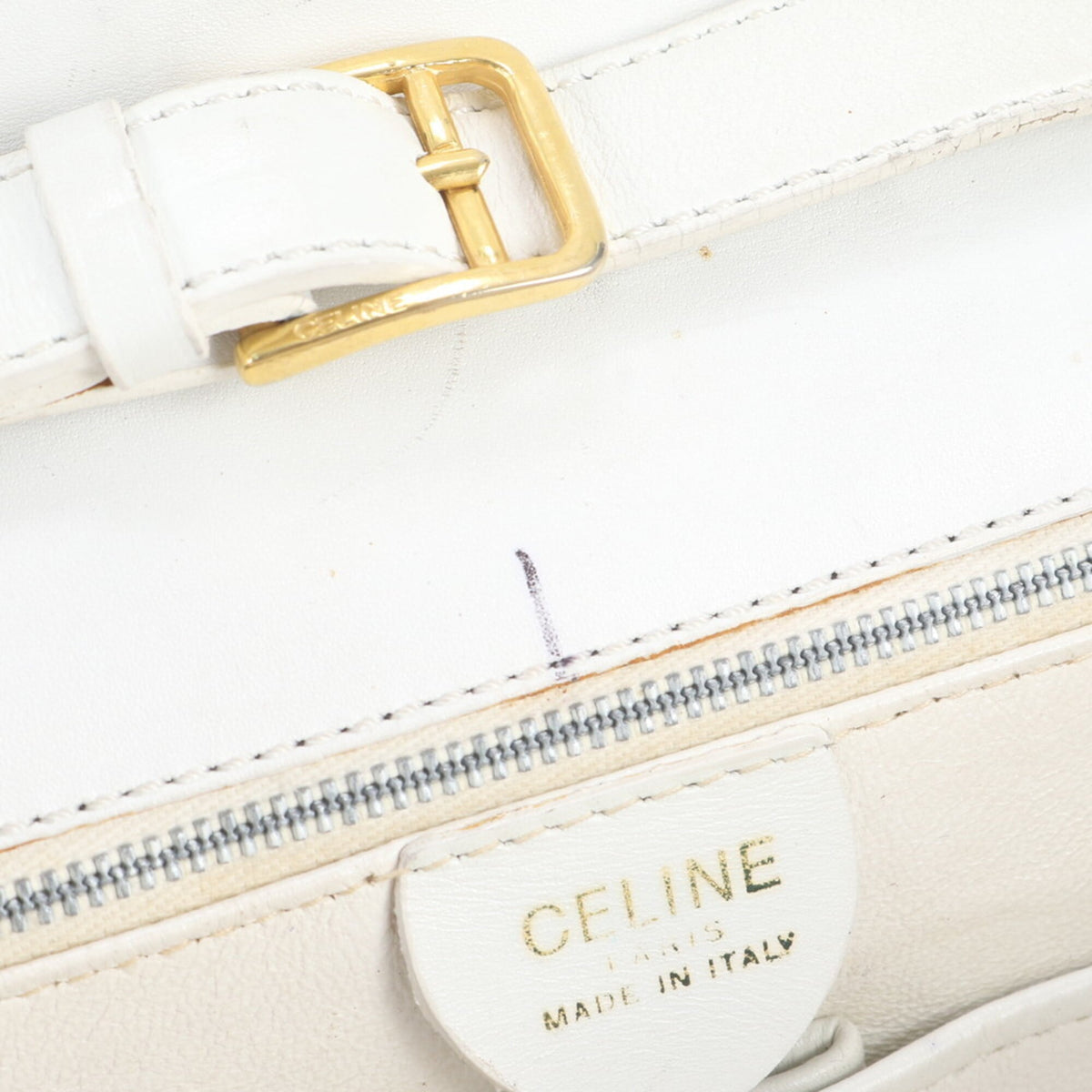Celine Black White Leather Crossbody Bag Shoulder Bag (Pre-Owned)