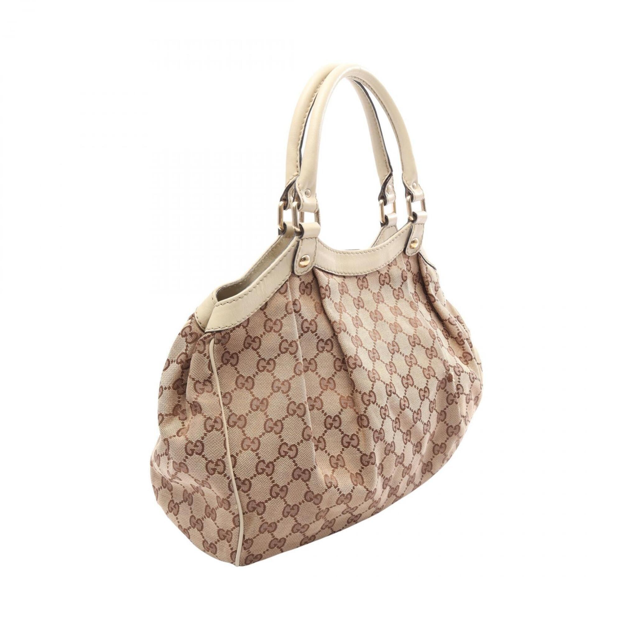 Gucci Beige Ivory Gg Canvas Handbag (Pre-Owned)