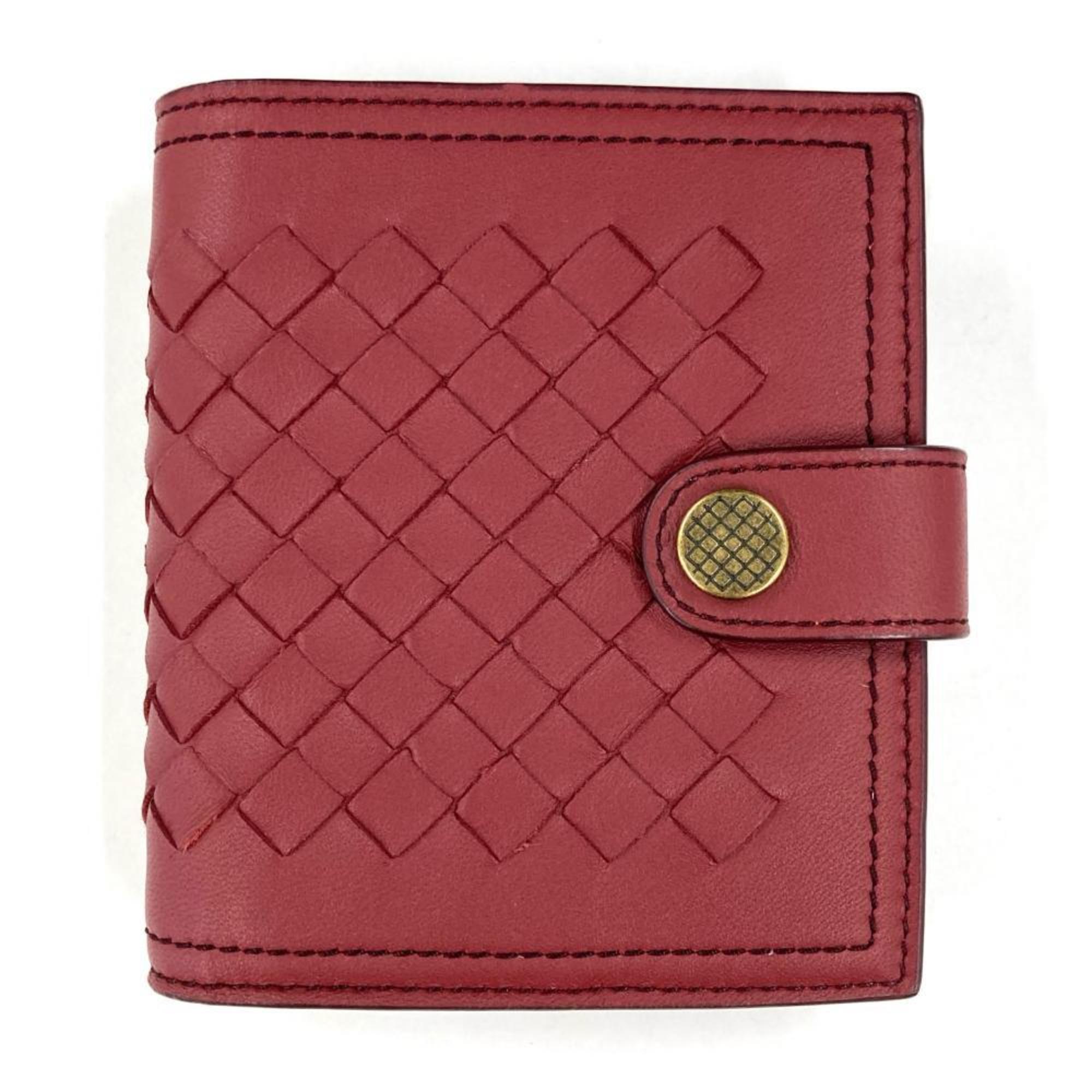 Bottega Veneta Red Color Intrecciato Wallet (Bi-Fold) (Pre-Owned)