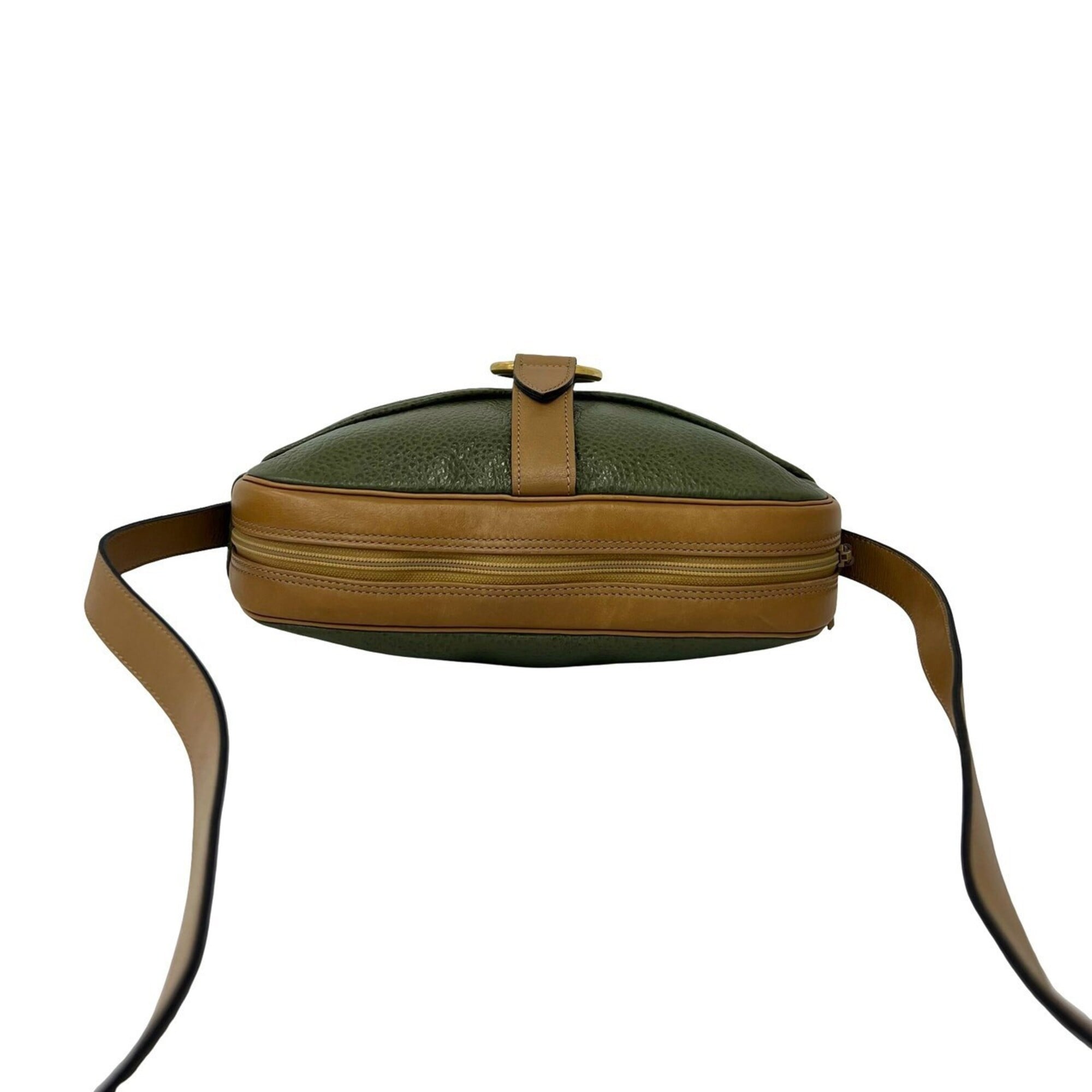 Christian Dior Brown Green Leather Shoulder Bag (Pre-Owned)