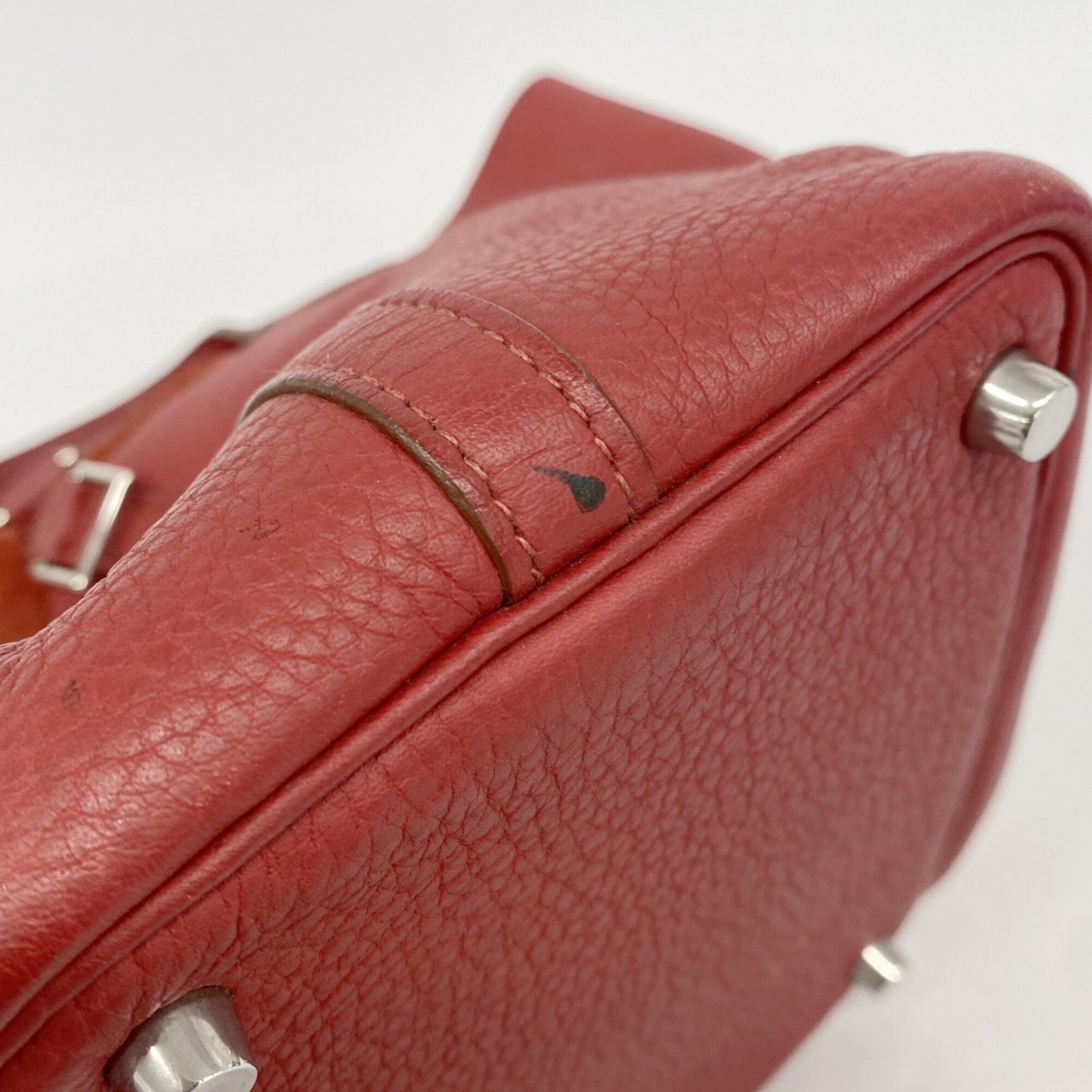 Hermes Rouge Casaque Taurillon Clemence Leather Handbag (Pre-Owned)