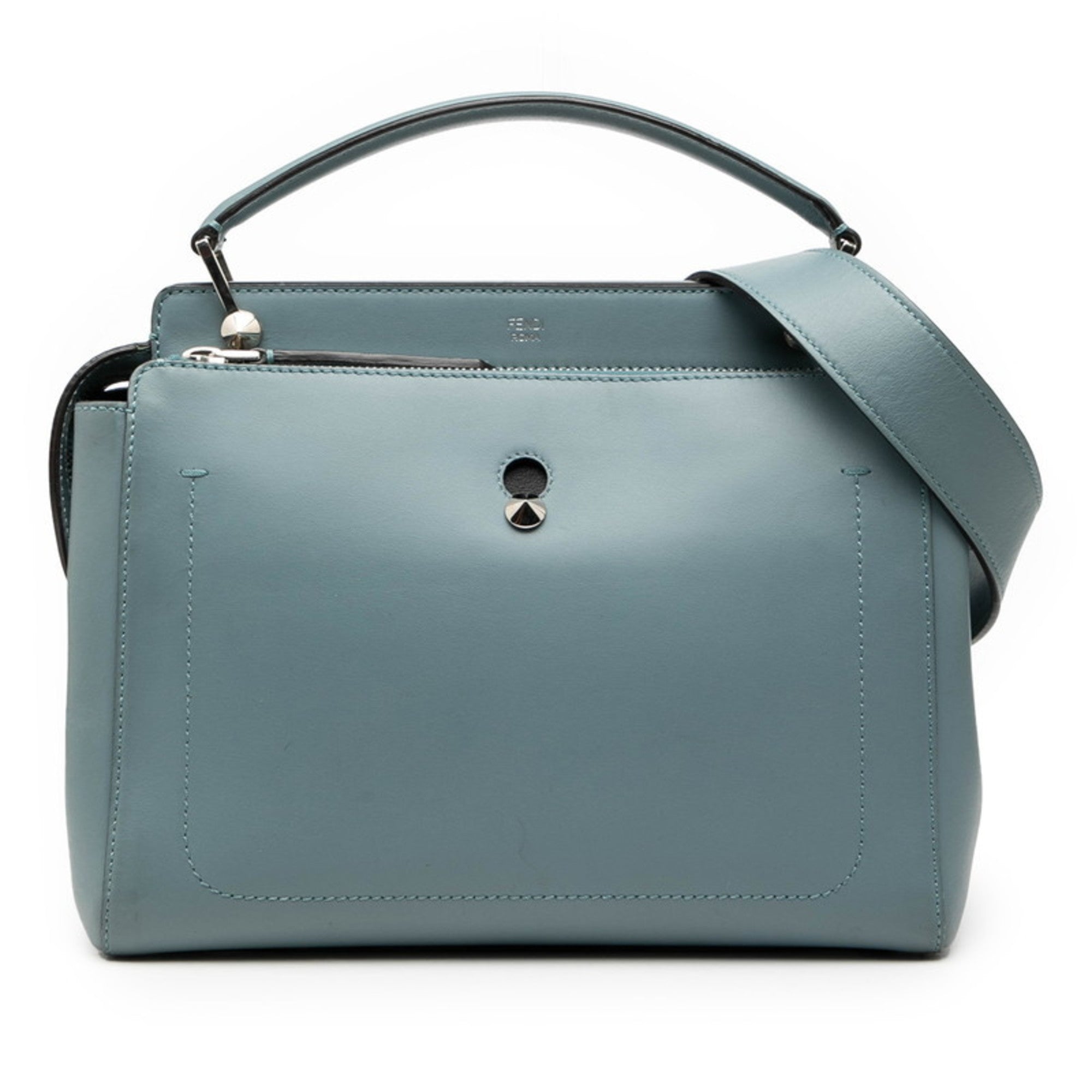Fendi Blue Leather Handbag Pouch Shoulder Bag (Pre-Owned)