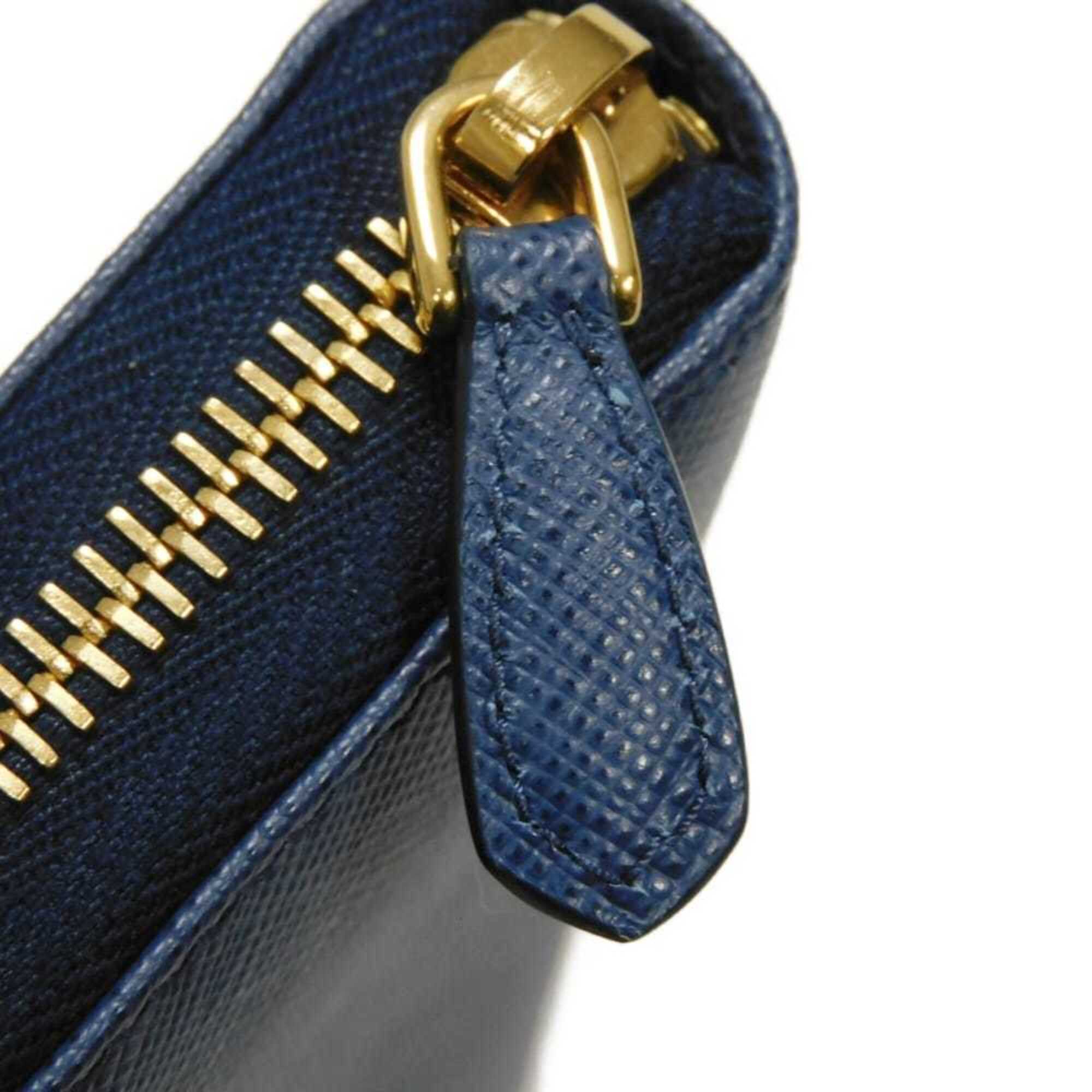 Prada Blue Saffiano Long Wallet (Bi-Fold) (Pre-Owned)