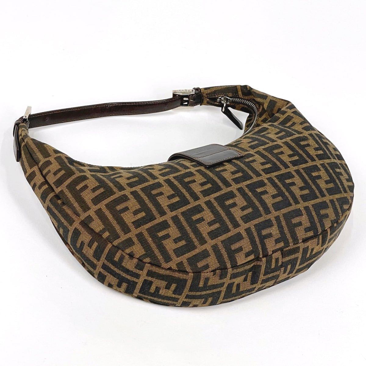 Fendi Brown Canvas Leather Shoulder Bag (Pre-Owned)