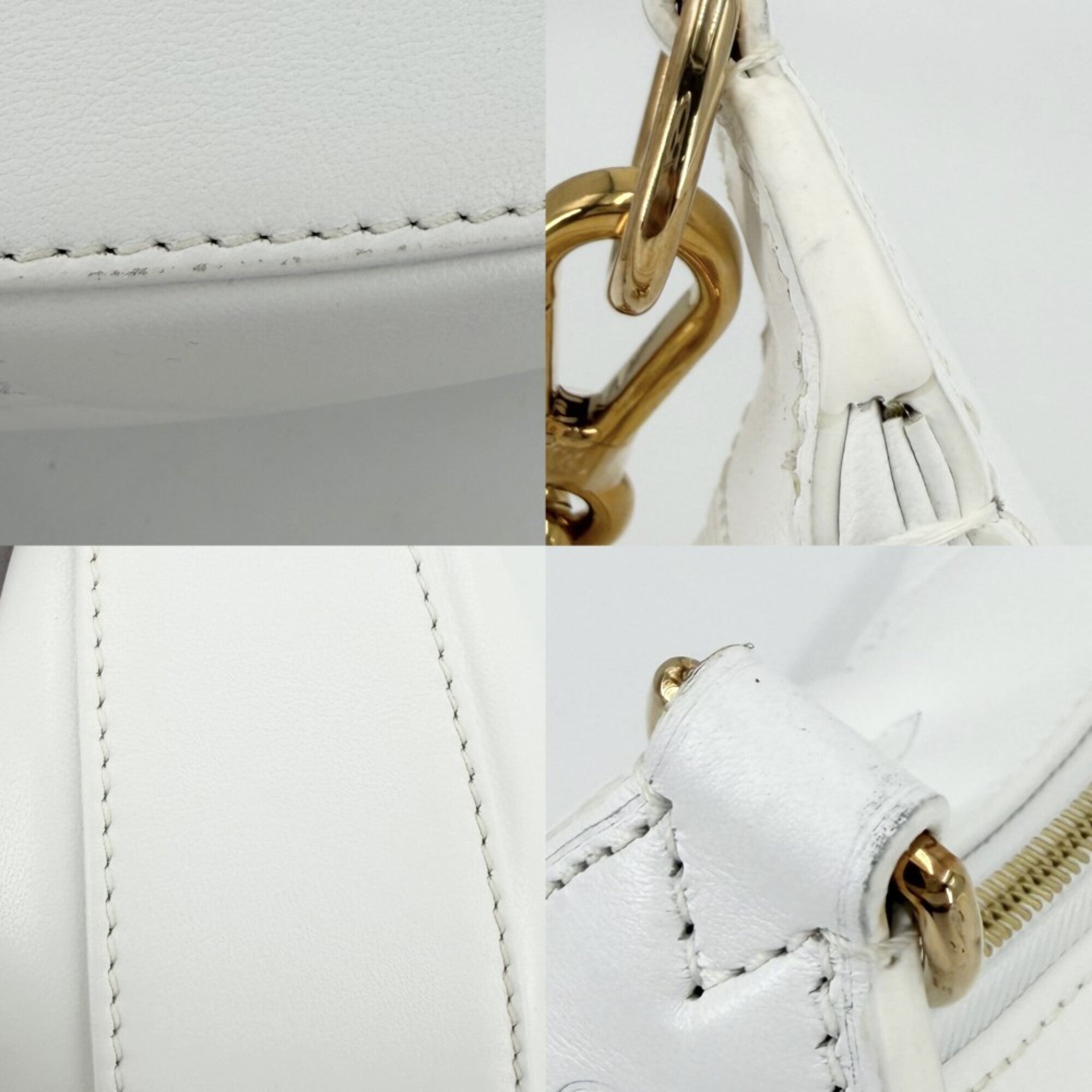 Louis Vuitton White Leather Handbag Shoulder Bag (Pre-Owned)