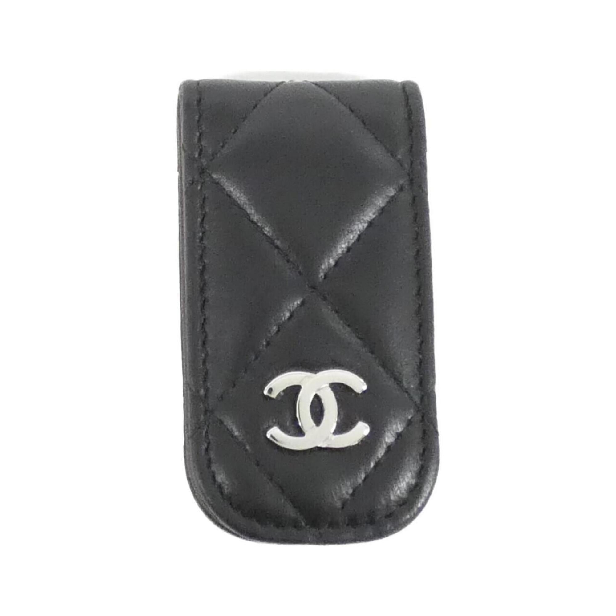Chanel Black Bordeaux Leather Money Clip (Pre-Owned)