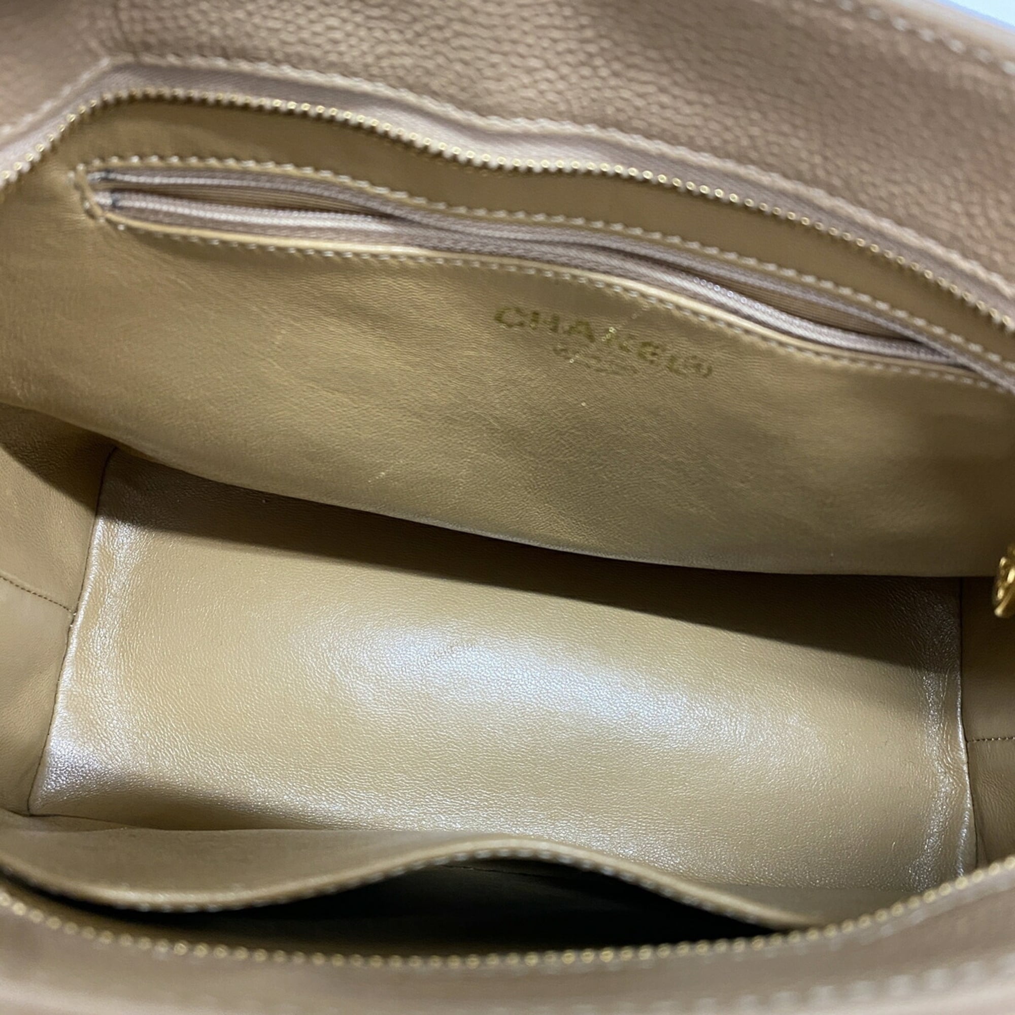 Chanel Beige Grained Calfskin Tote Bag (Pre-Owned)