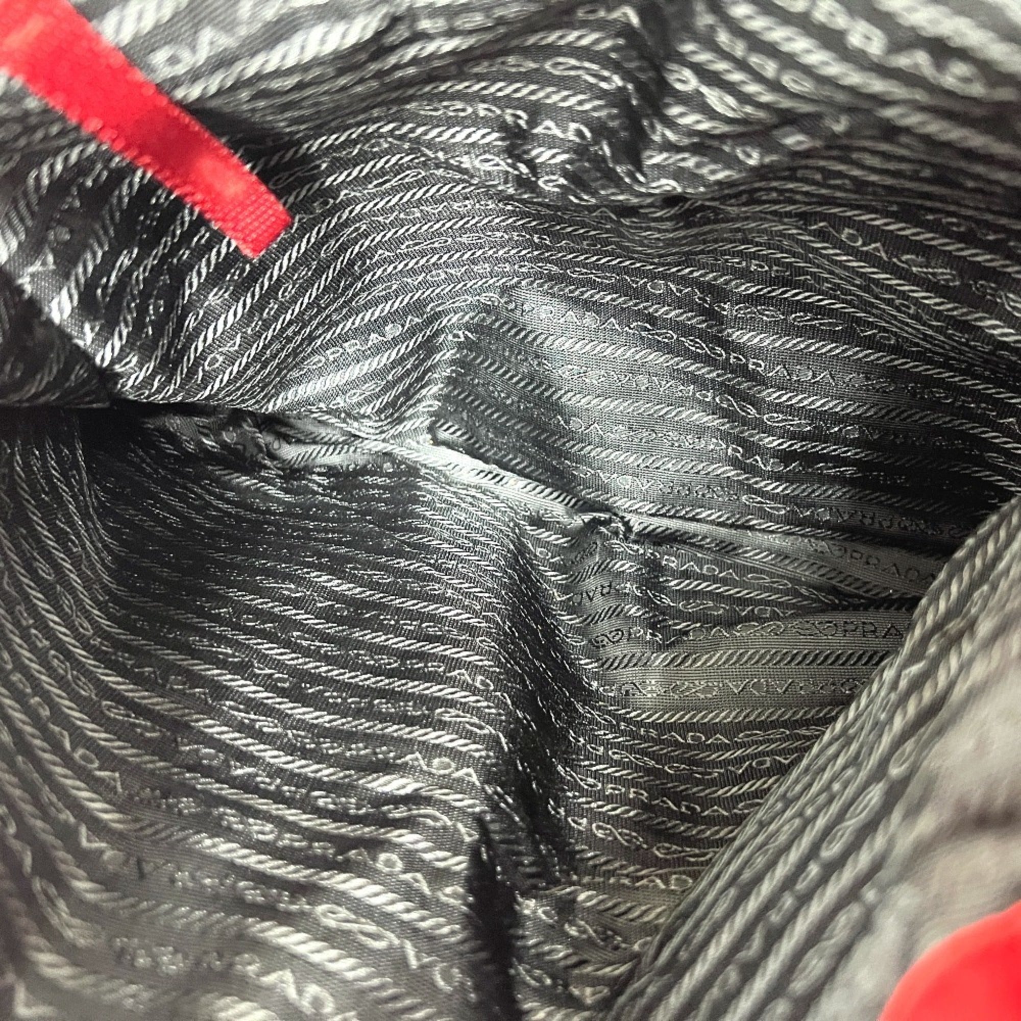 Prada Red Color Nylon Handbag Tote Bag (Pre-Owned)