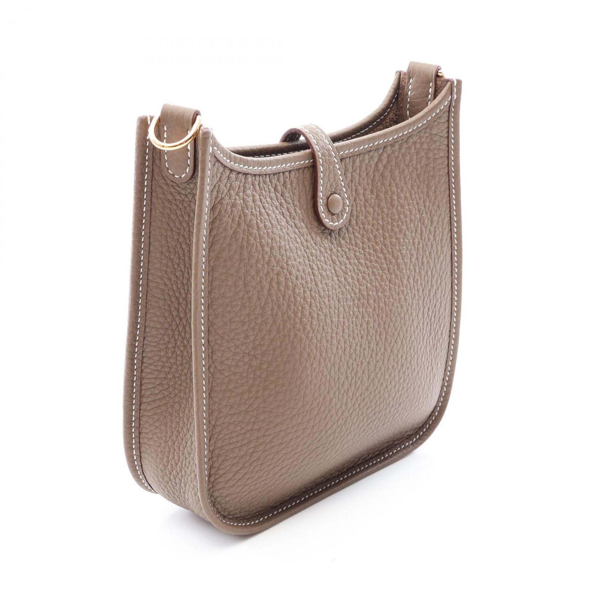 Hermes Etoupe Gray Taurillon Clemence Leather Handbag Shoulder Bag (Pre-Owned)