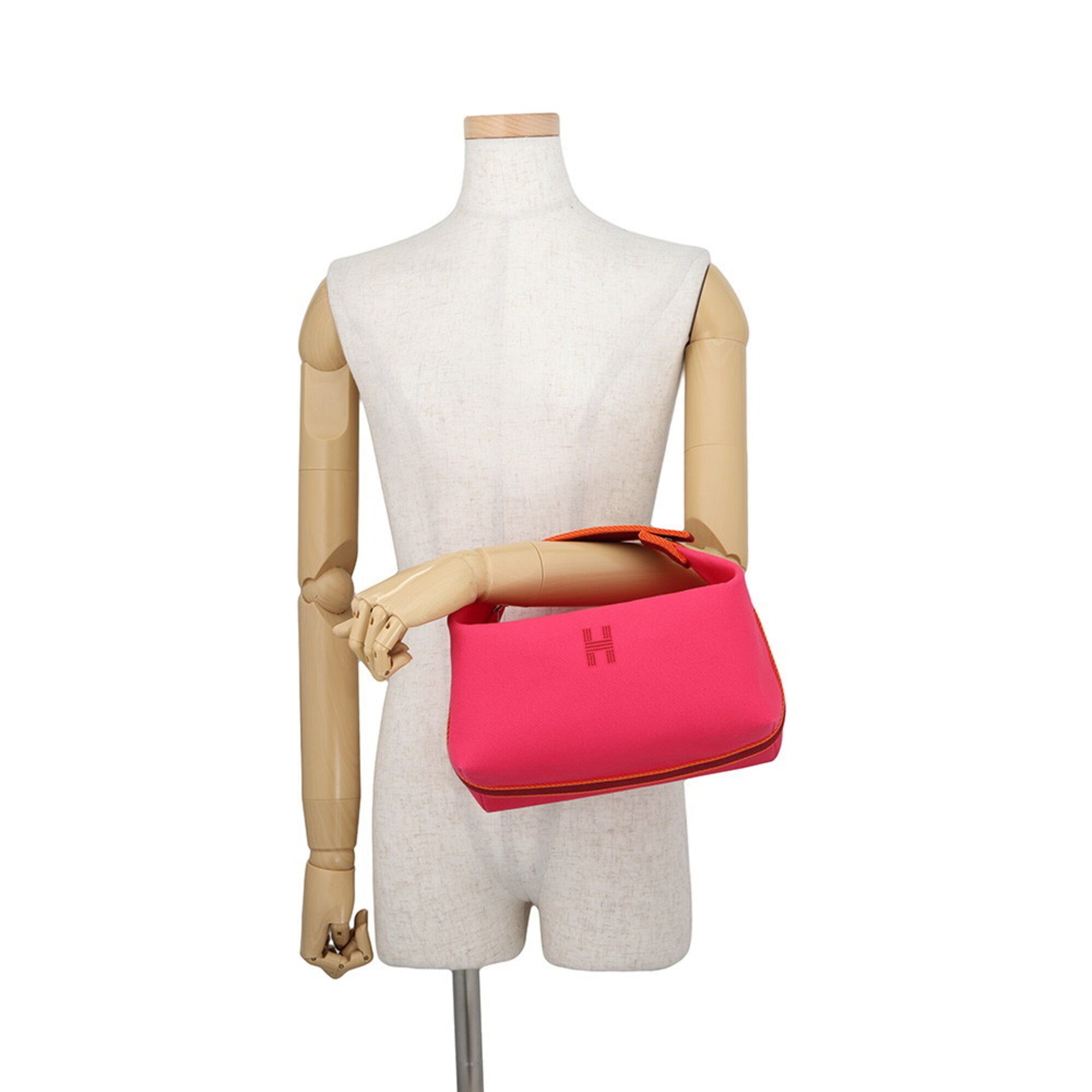 Hermes Red Color Canvas Handbag Pouch (Pre-Owned)