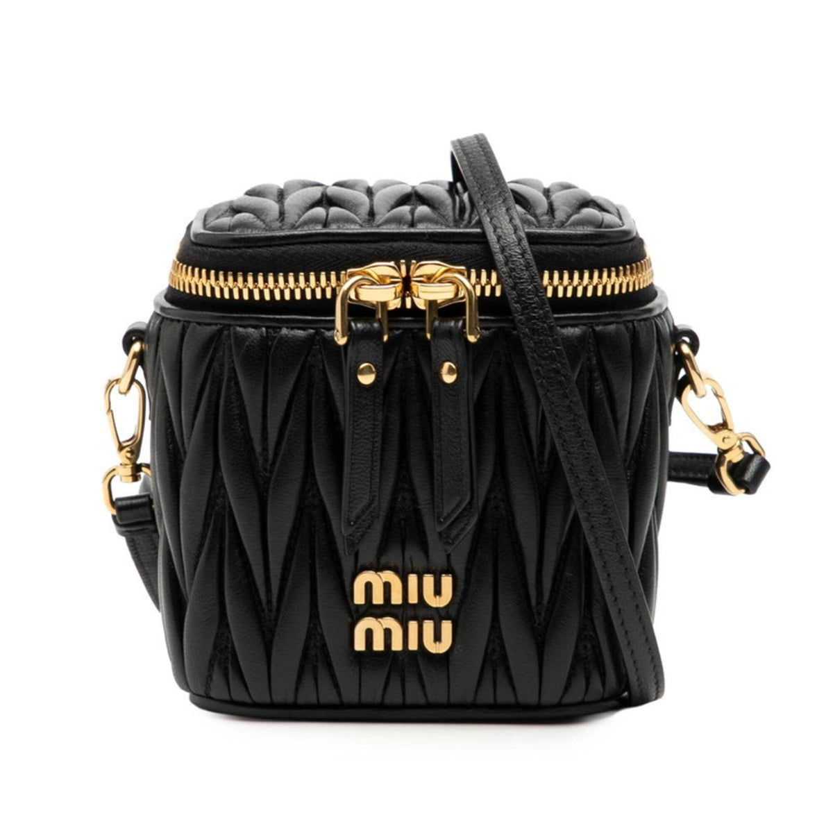 Miu Miu Matelasse Black Leather Shoulder Bag (Pre-Owned)
