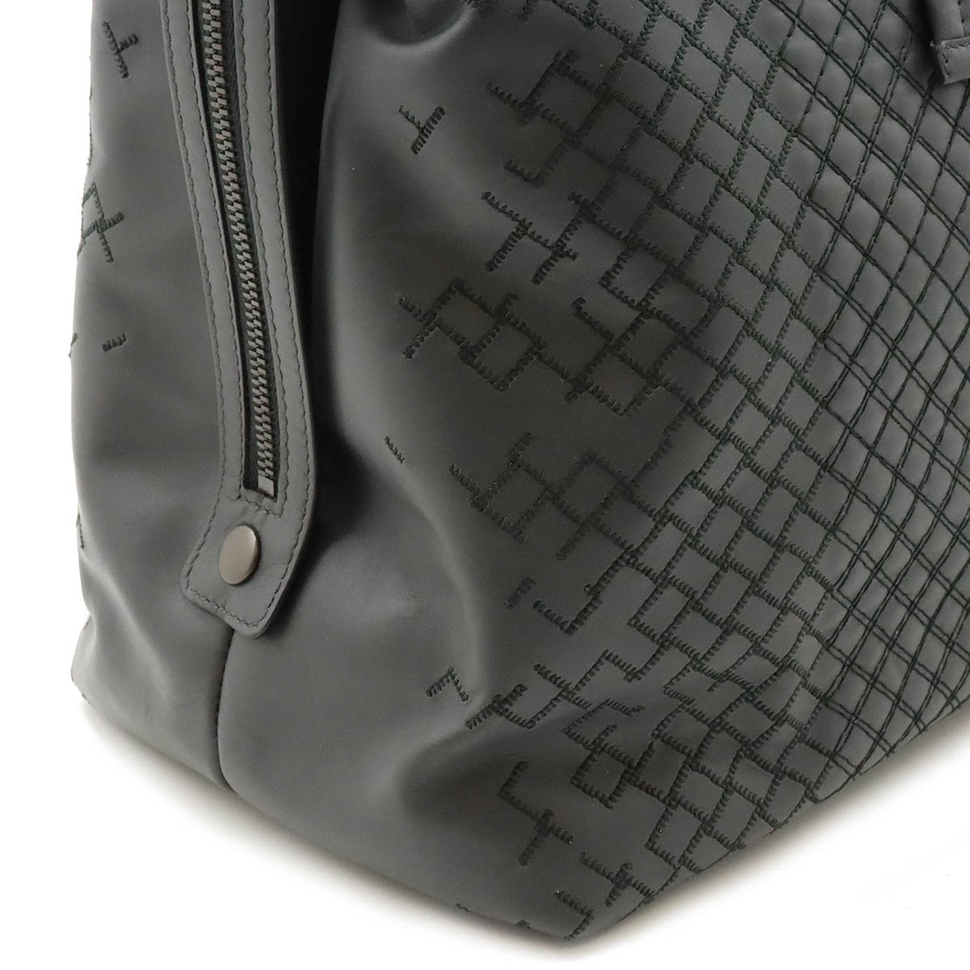 Bottega Veneta Intreccio Gray Leather Tote Bag (Pre-Owned)