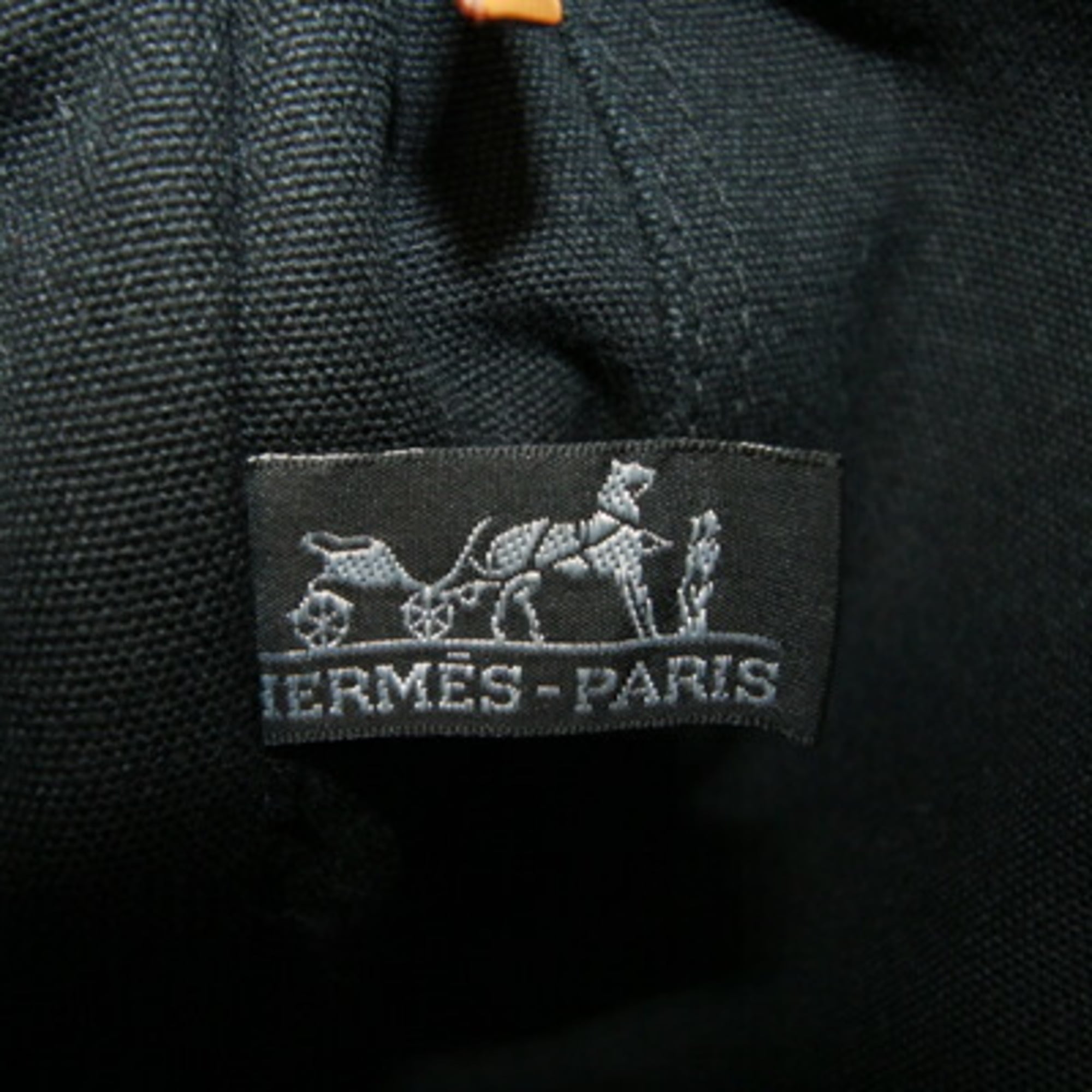 Hermes Black Canvas Handbag Tote Bag (Pre-Owned)