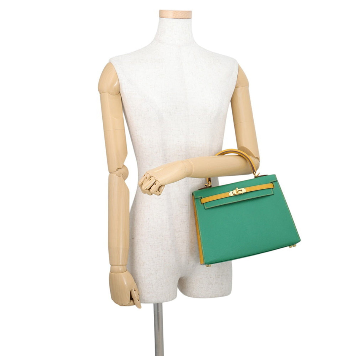 Hermes Green Yellow Epsom Leather Handbag (Pre-Owned)