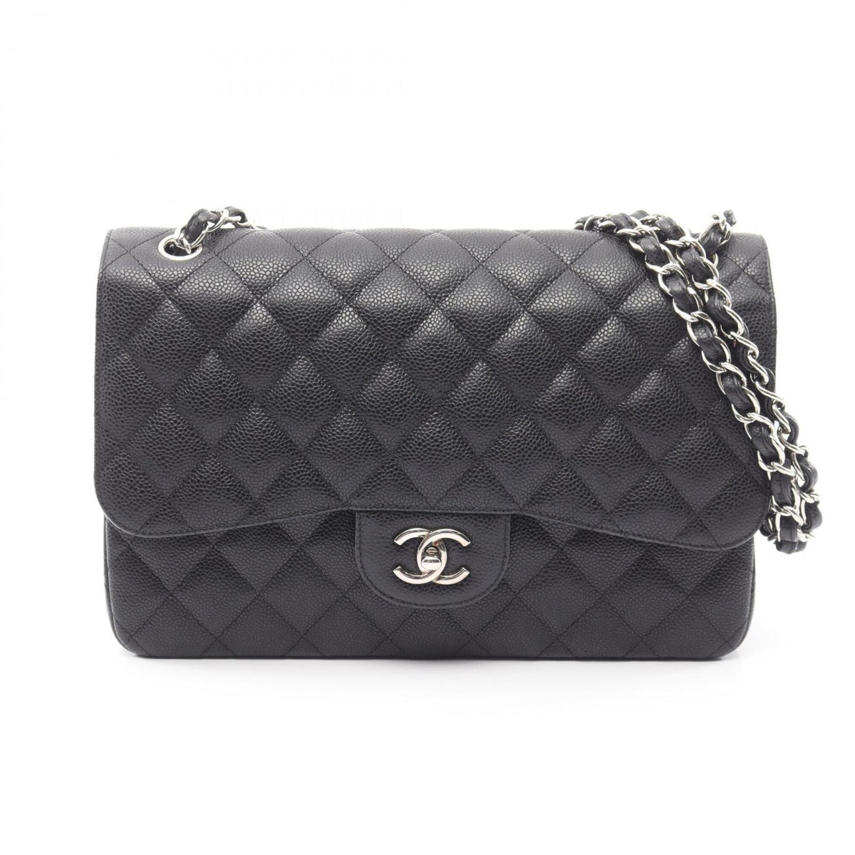 Chanel Black Grained Calfskin Leather Handbag Shoulder Bag (Pre-Owned)