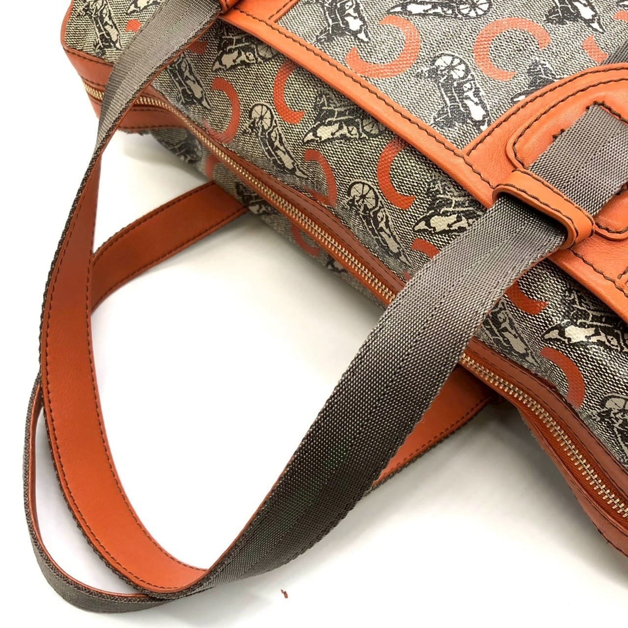 Celine Orange Canvas Leather Handbag (Pre-Owned)