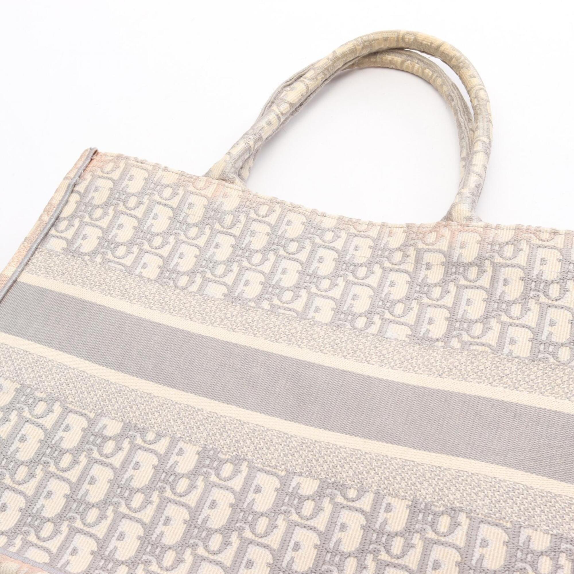 Christian Dior Gray White Canvas Handbag Tote Bag (Pre-Owned)