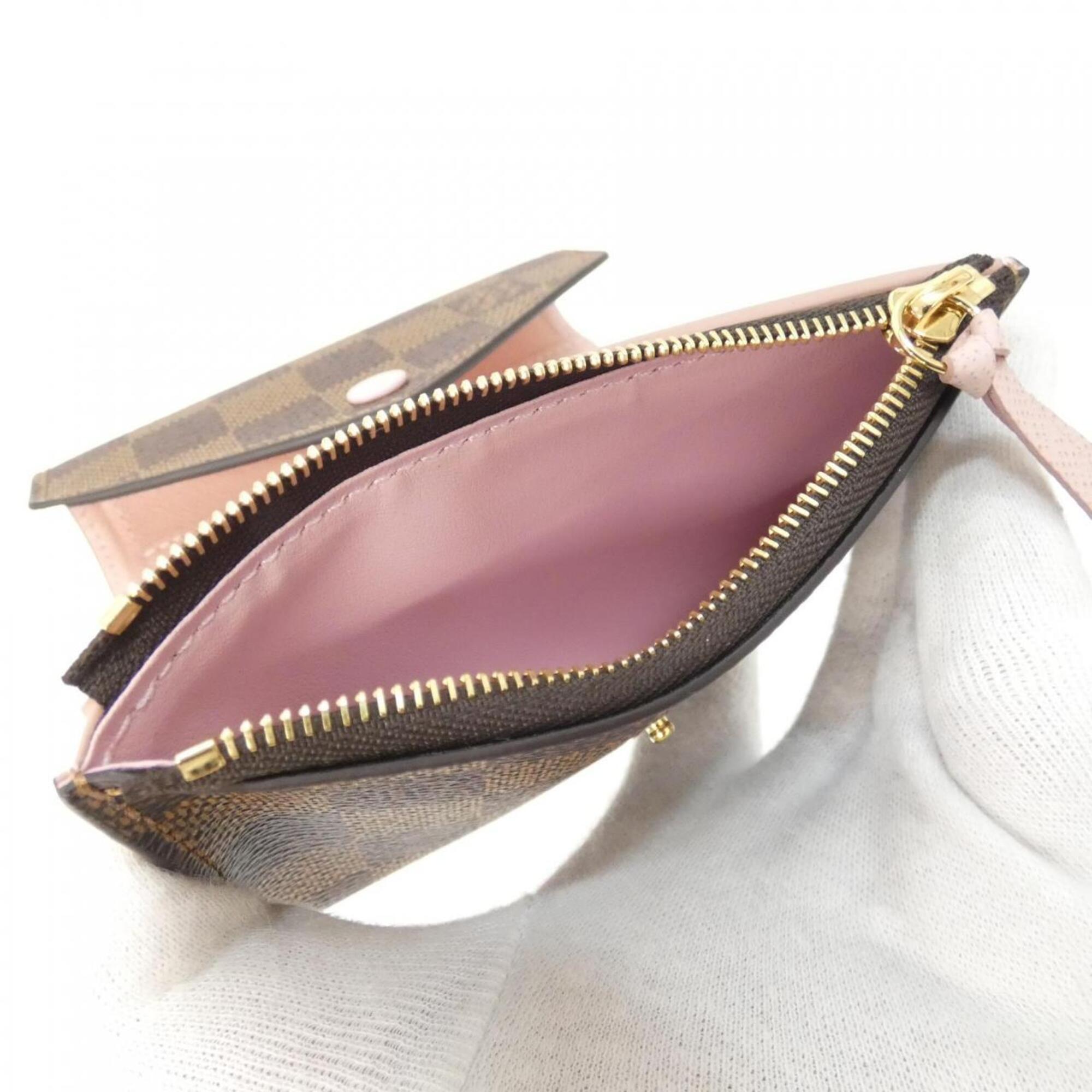 Louis Vuitton Damier Ebene Rose Ballerine Coated Canvas Wallet (Tri-Fold) (Pre-Owned)