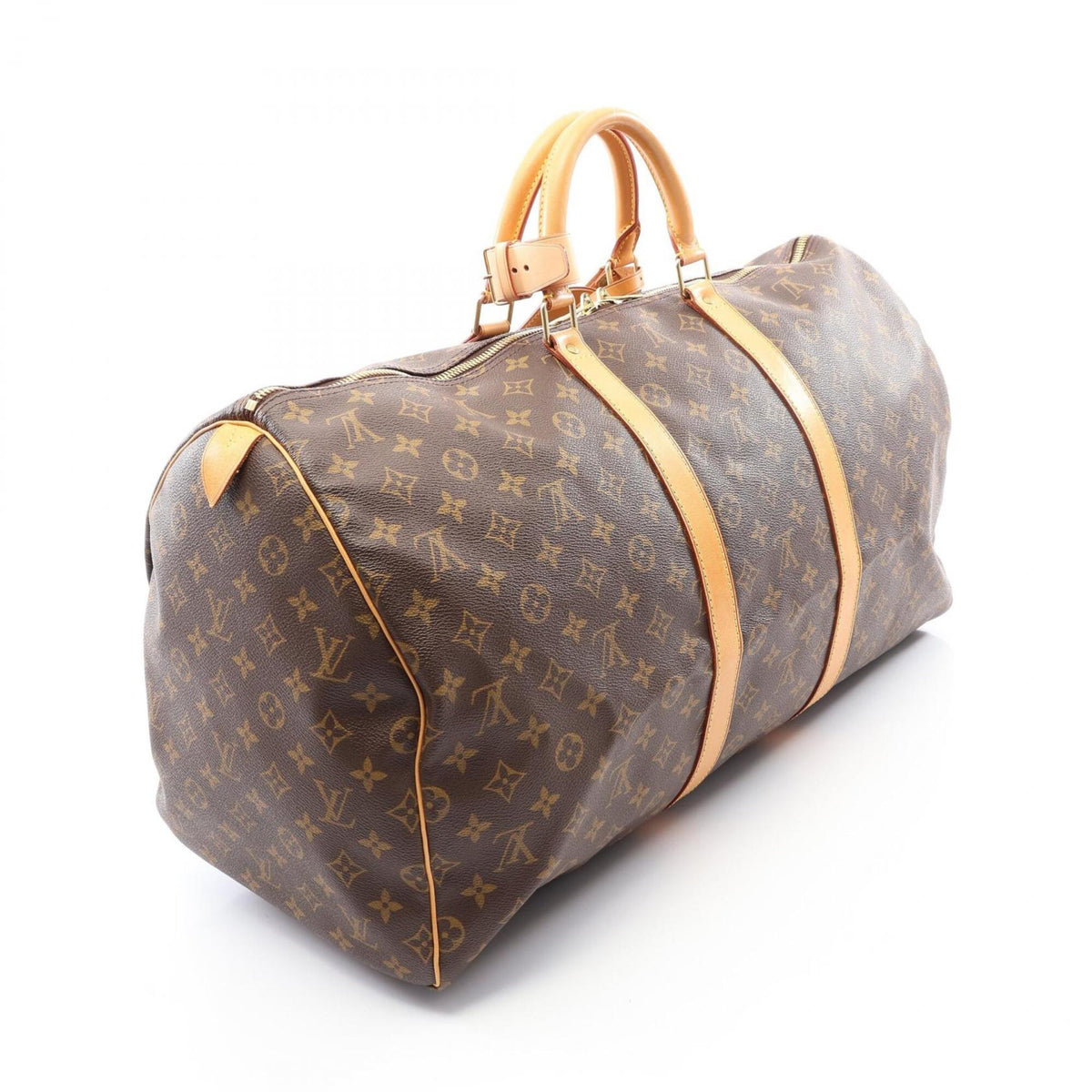 Louis Vuitton Brown Coated Canvas Monogram Leather Boston Bag Handbag (Pre-Owned)