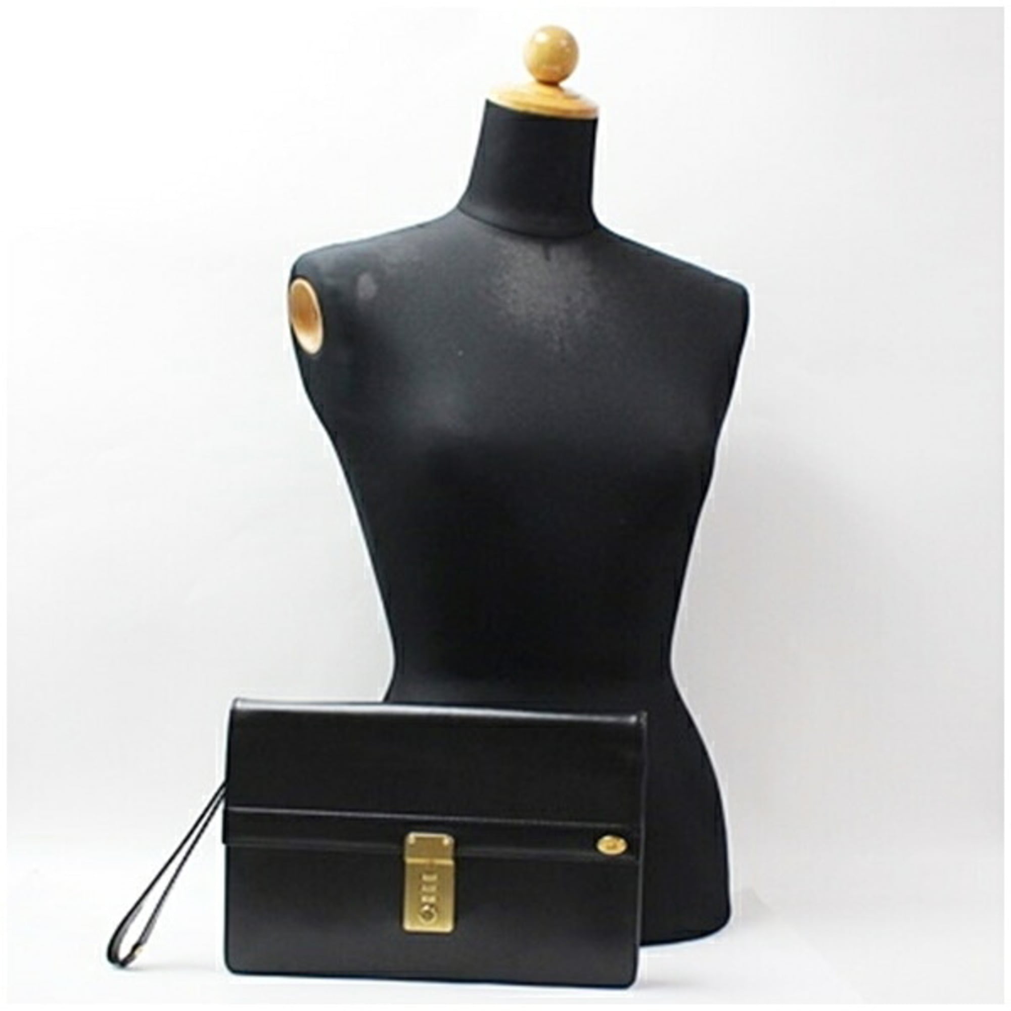 Dunhill Beige Black Leather Clutch Bag (Pre-Owned)