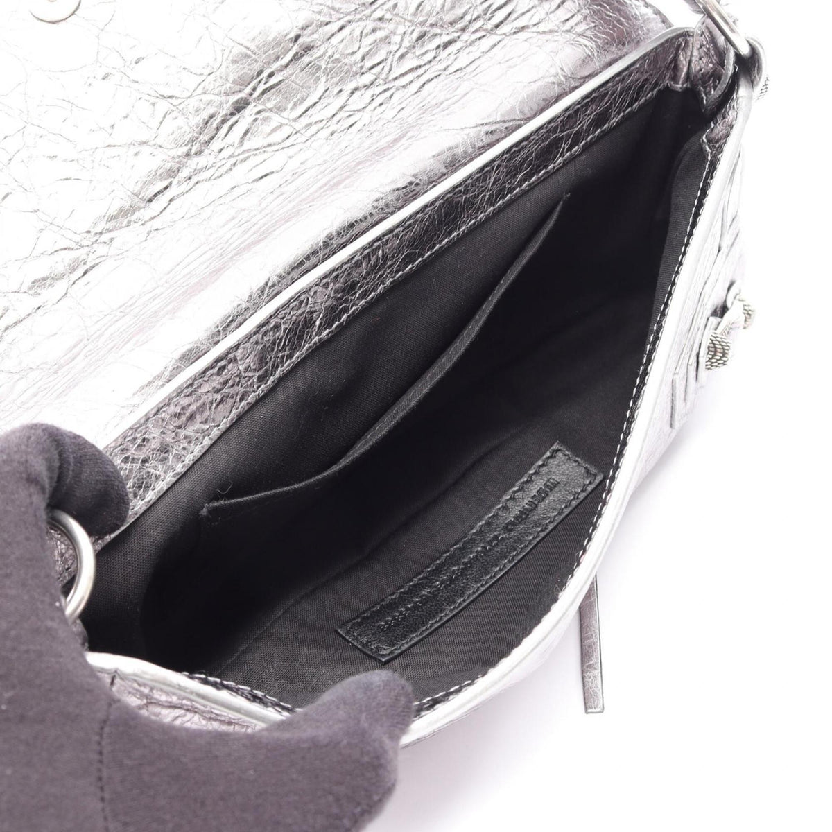 Balenciaga Silver Leather Handbag Shoulder Bag (Pre-Owned)