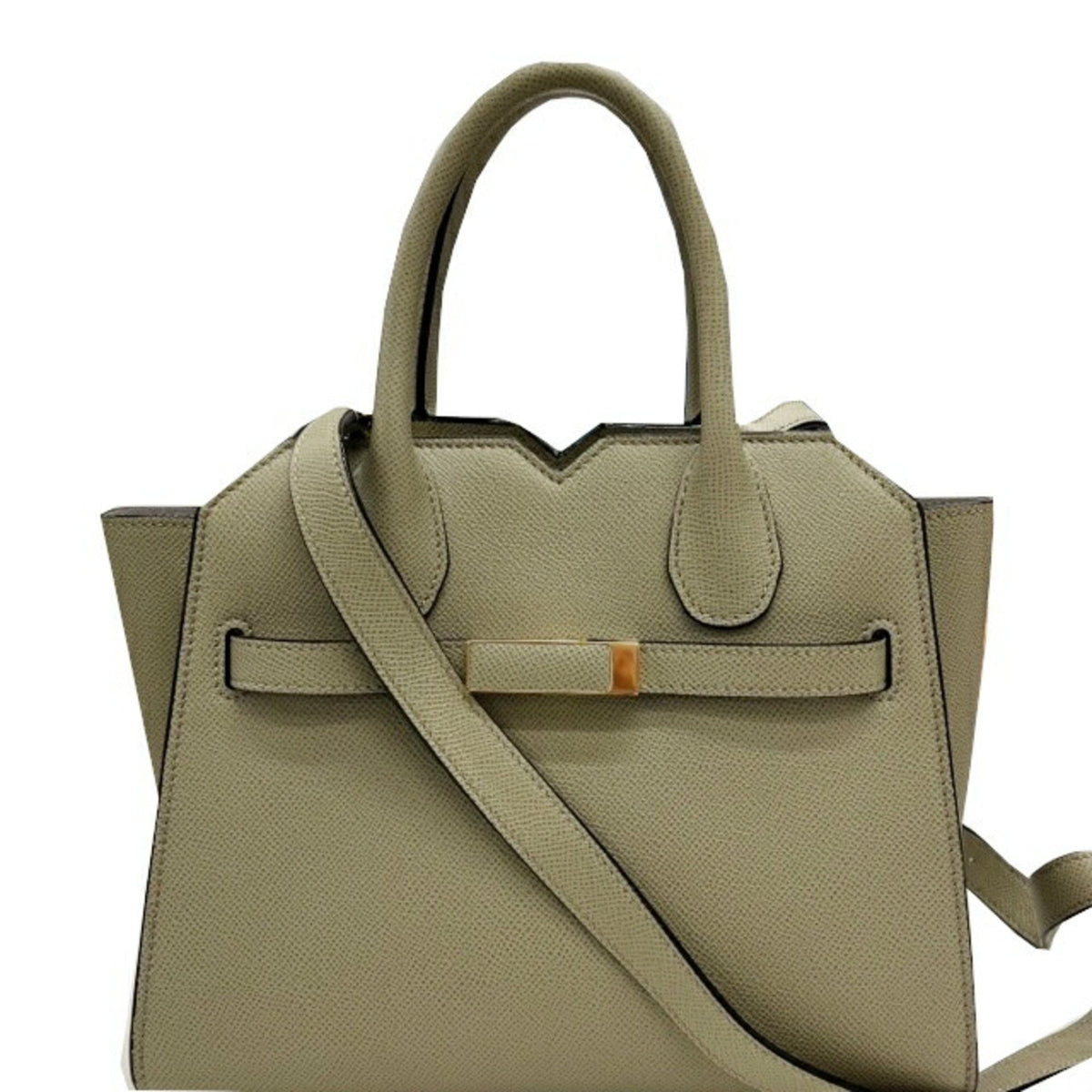 Valextra Green Leather Handbag Shoulder Bag (Pre-Owned)