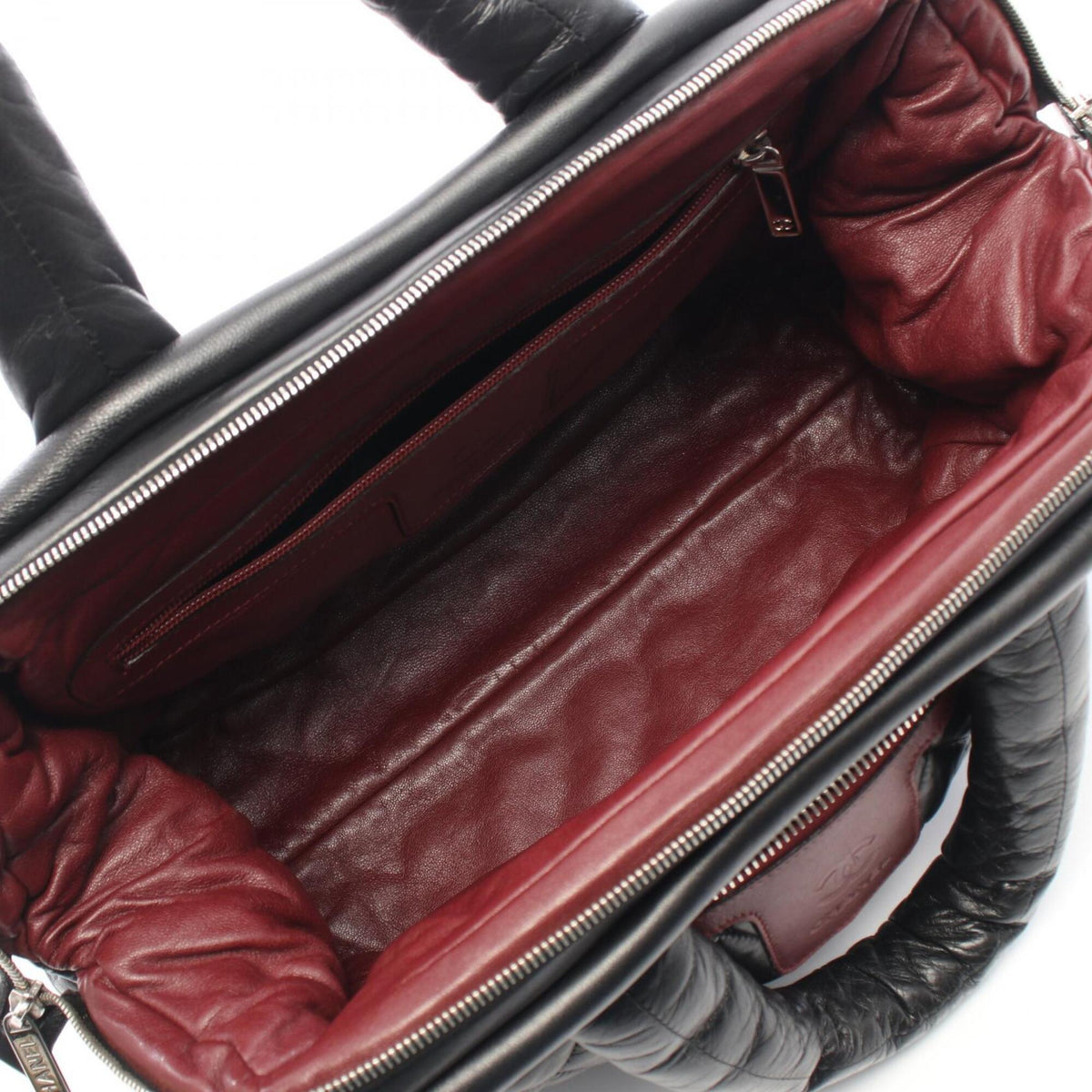 Chanel Black Bordeaux Leather Handbag Tote Bag (Pre-Owned)