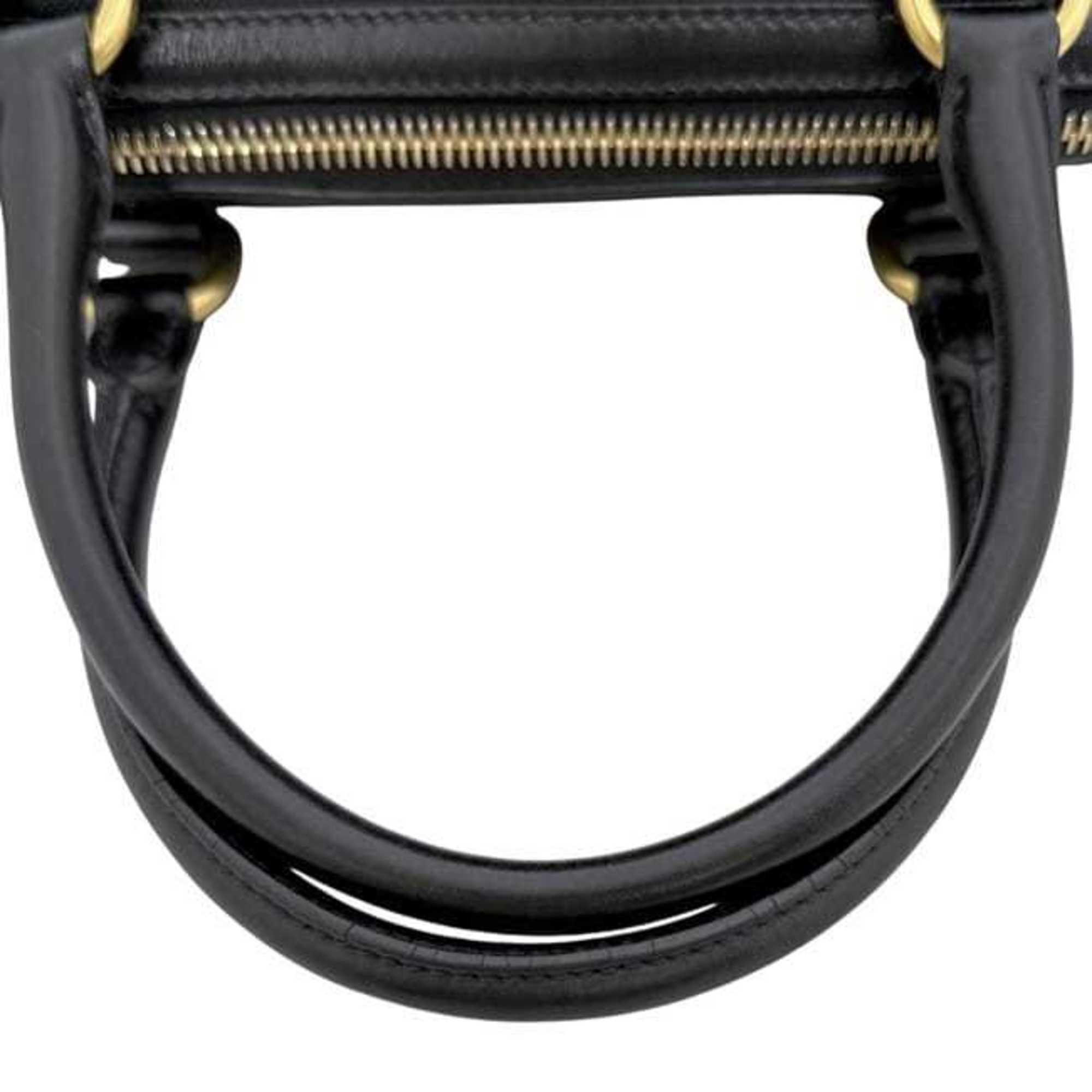 Prada Black Nero Canvas Jacquard Leather Shoulder Bag Tote Bag (Pre-Owned)