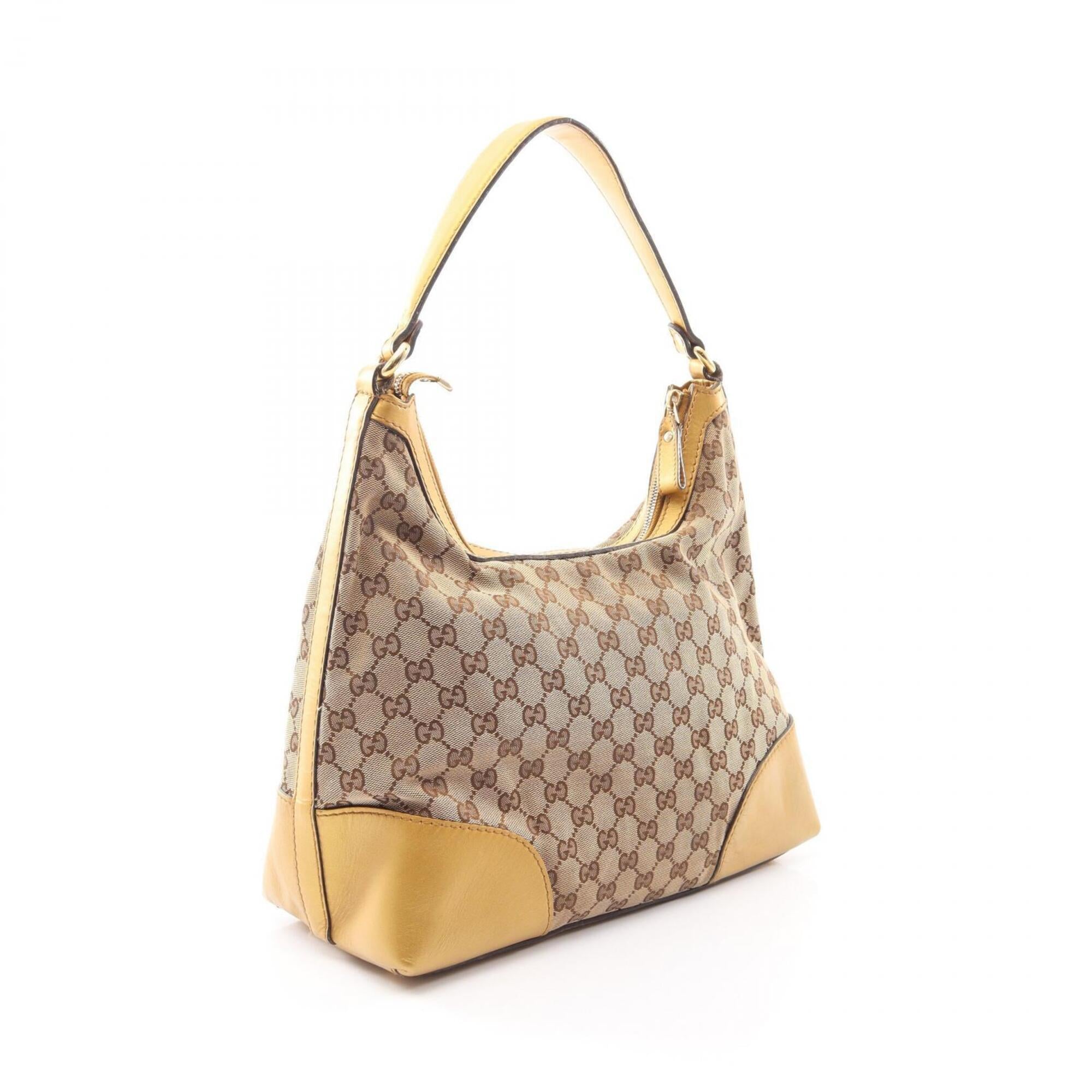Gucci Beige Canvas Leather Handbag Shoulder Bag (Pre-Owned)