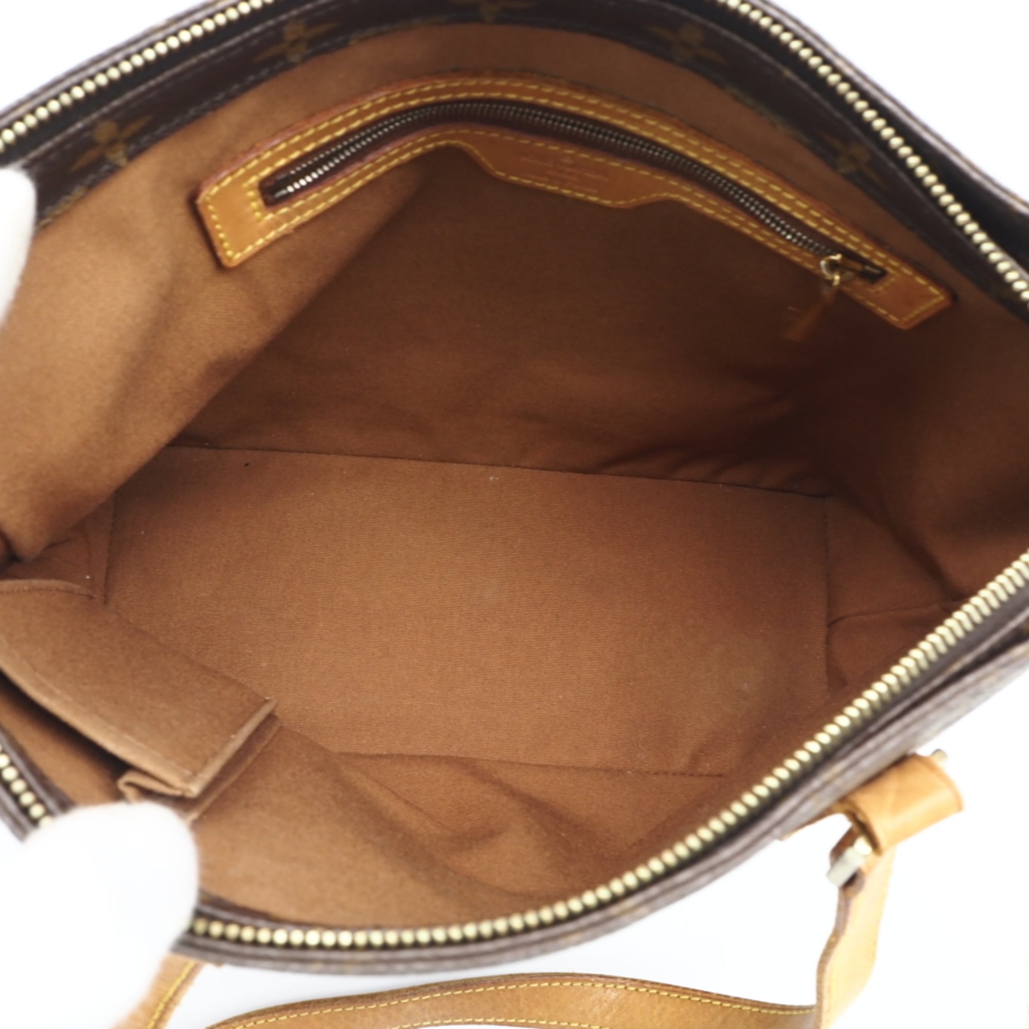 Louis Vuitton Beige Brown Coated Canvas Leather Handbag (Pre-Owned)