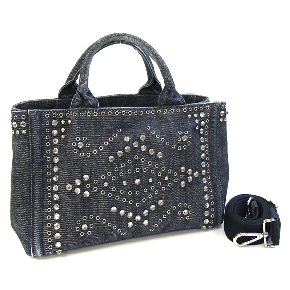 Prada Navy Denim Handbag Shoulder Bag (Pre-Owned)