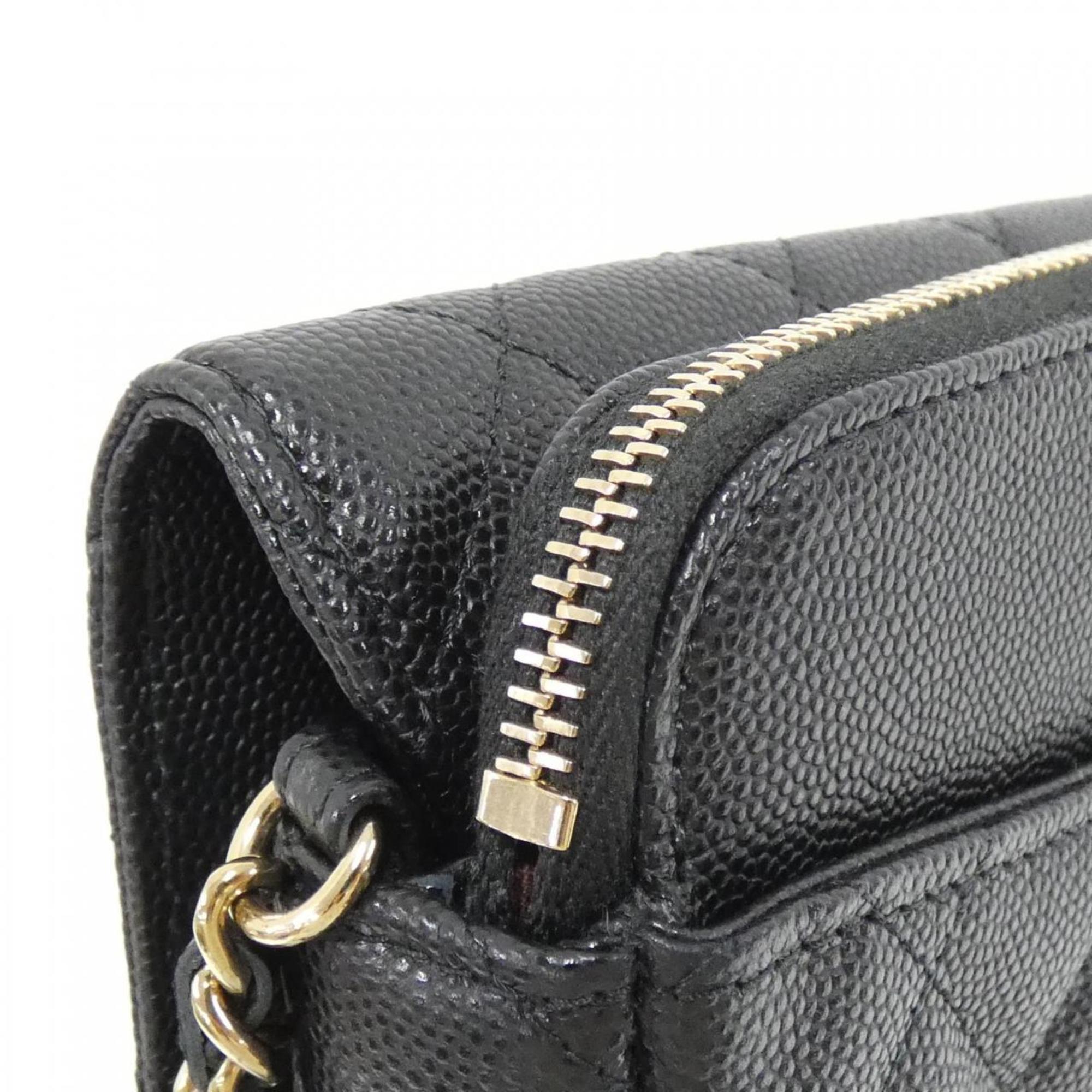 Chanel Black Caviar Leather Shoulder Bag (Pre-Owned)