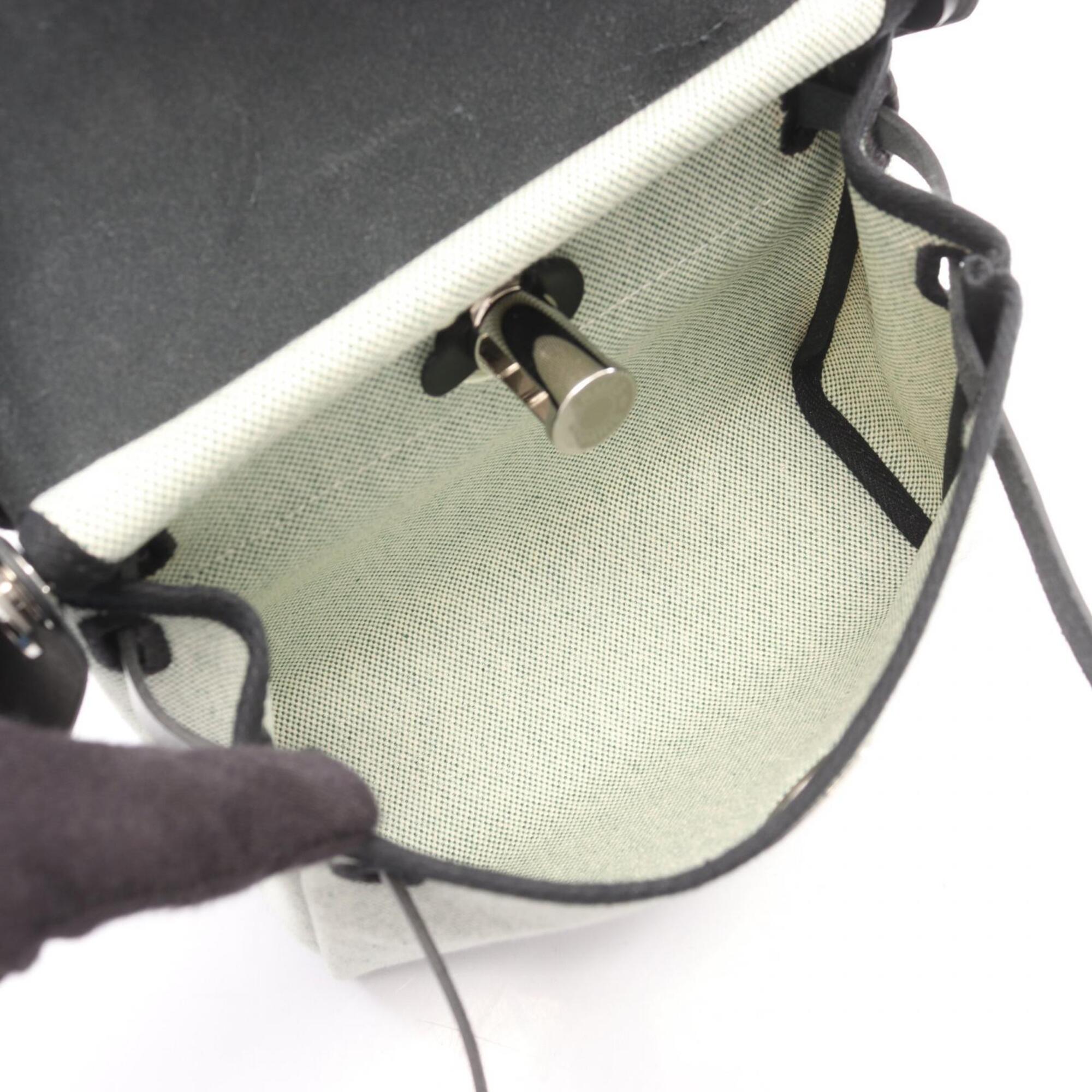 Hermes Black Green Canvas Toile H Handbag Shoulder Bag (Pre-Owned)