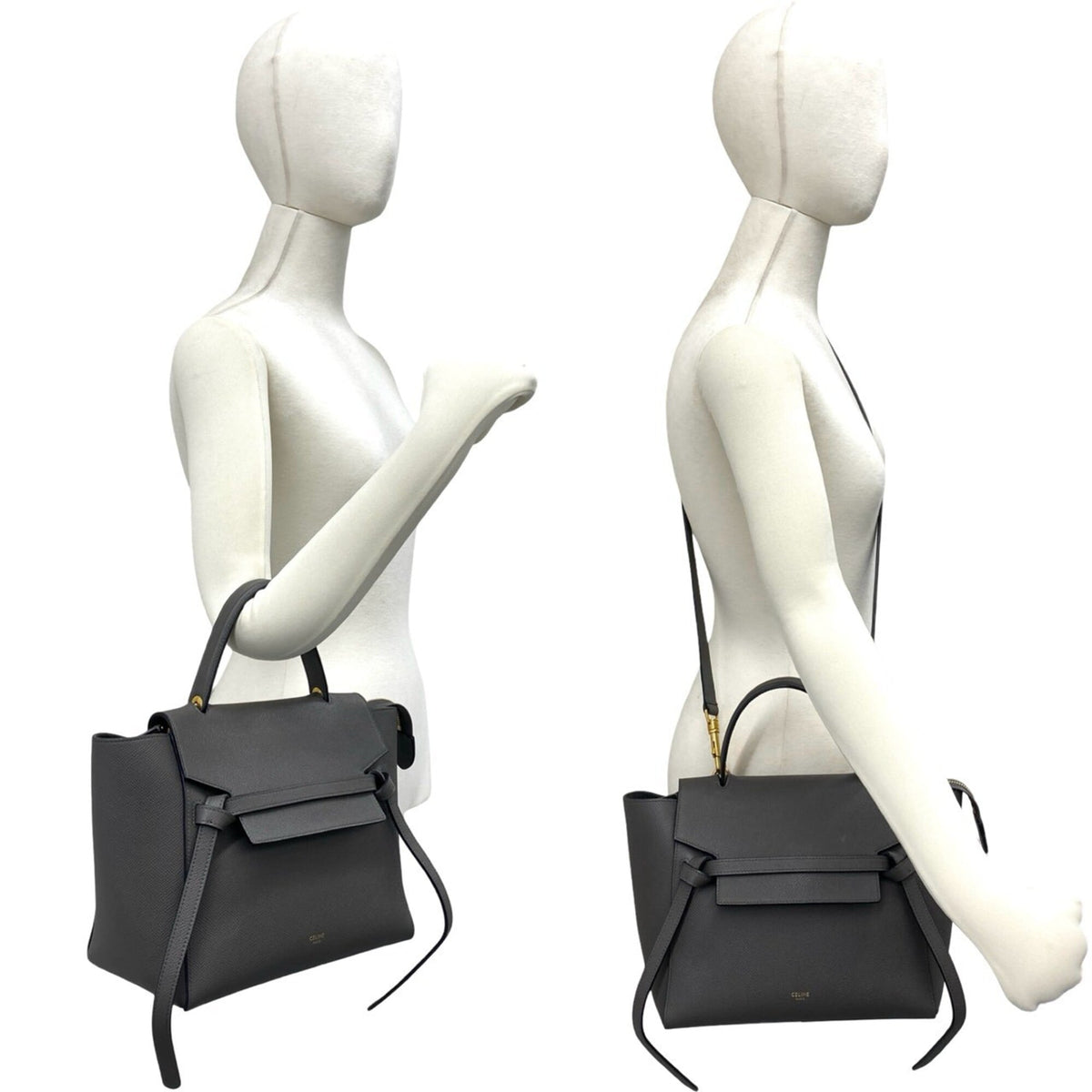 Celine Gray Leather Handbag Shoulder Bag Tote Bag (Pre-Owned)