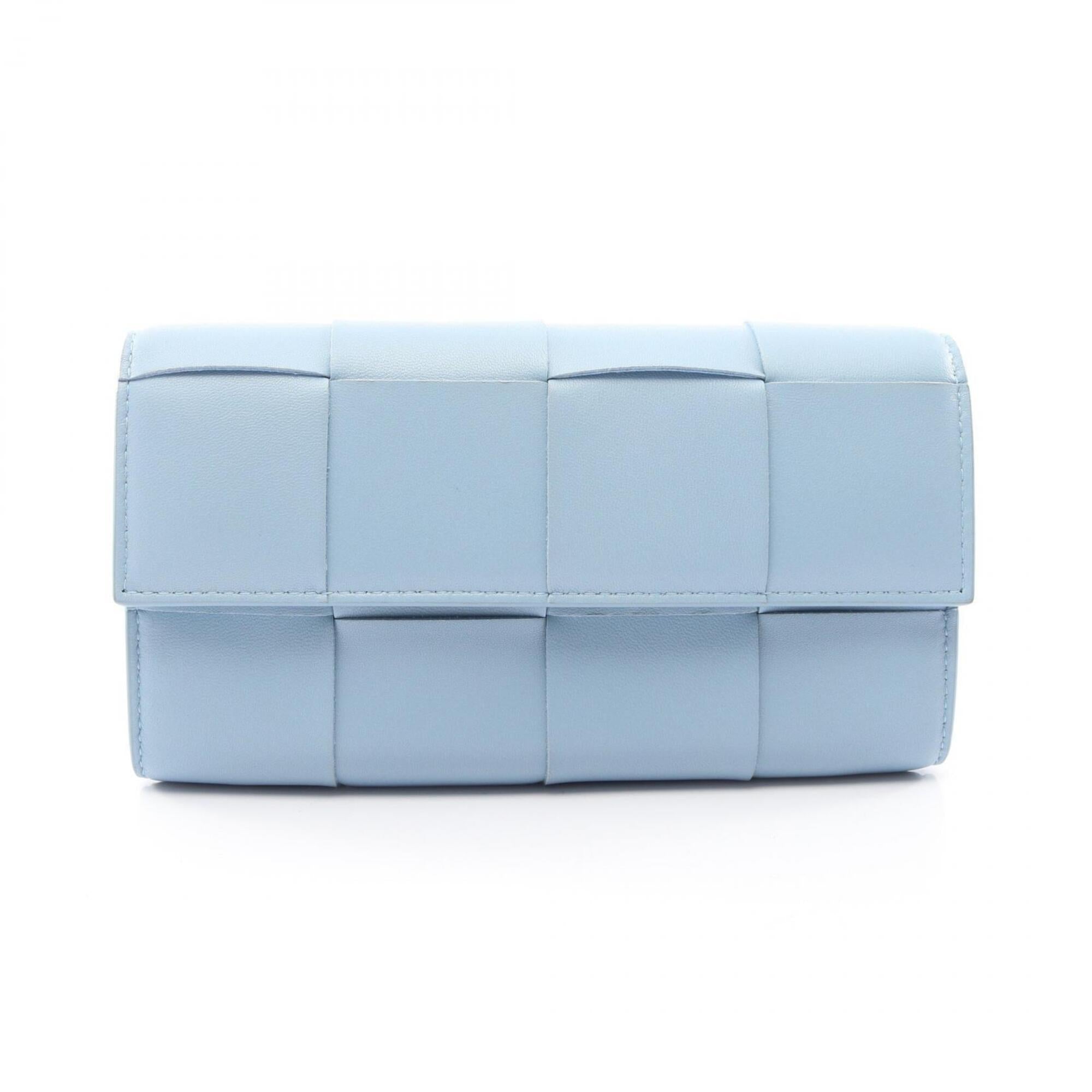Bottega Veneta Blue Leather Long Wallet (Bi-Fold) (Pre-Owned)