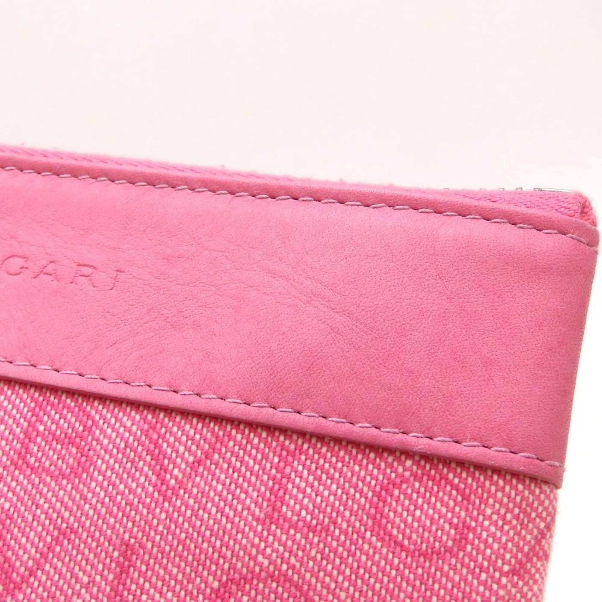 Bvlgari Logomania Pink Canvas Leather Shoulder Bag (Pre-Owned)