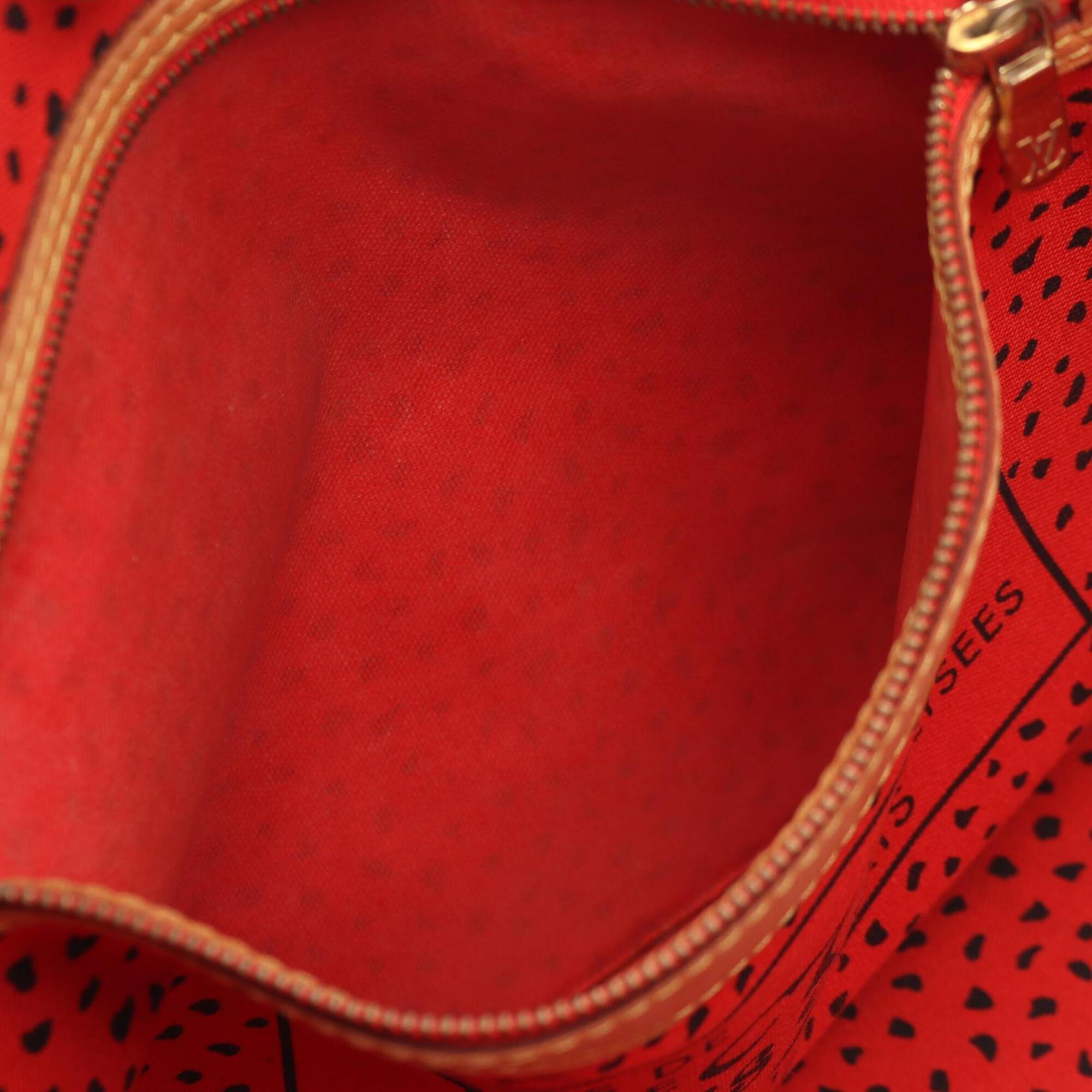 Louis Vuitton Brown Red Color Coated Canvas Leather Handbag Tote Bag (Pre-Owned)