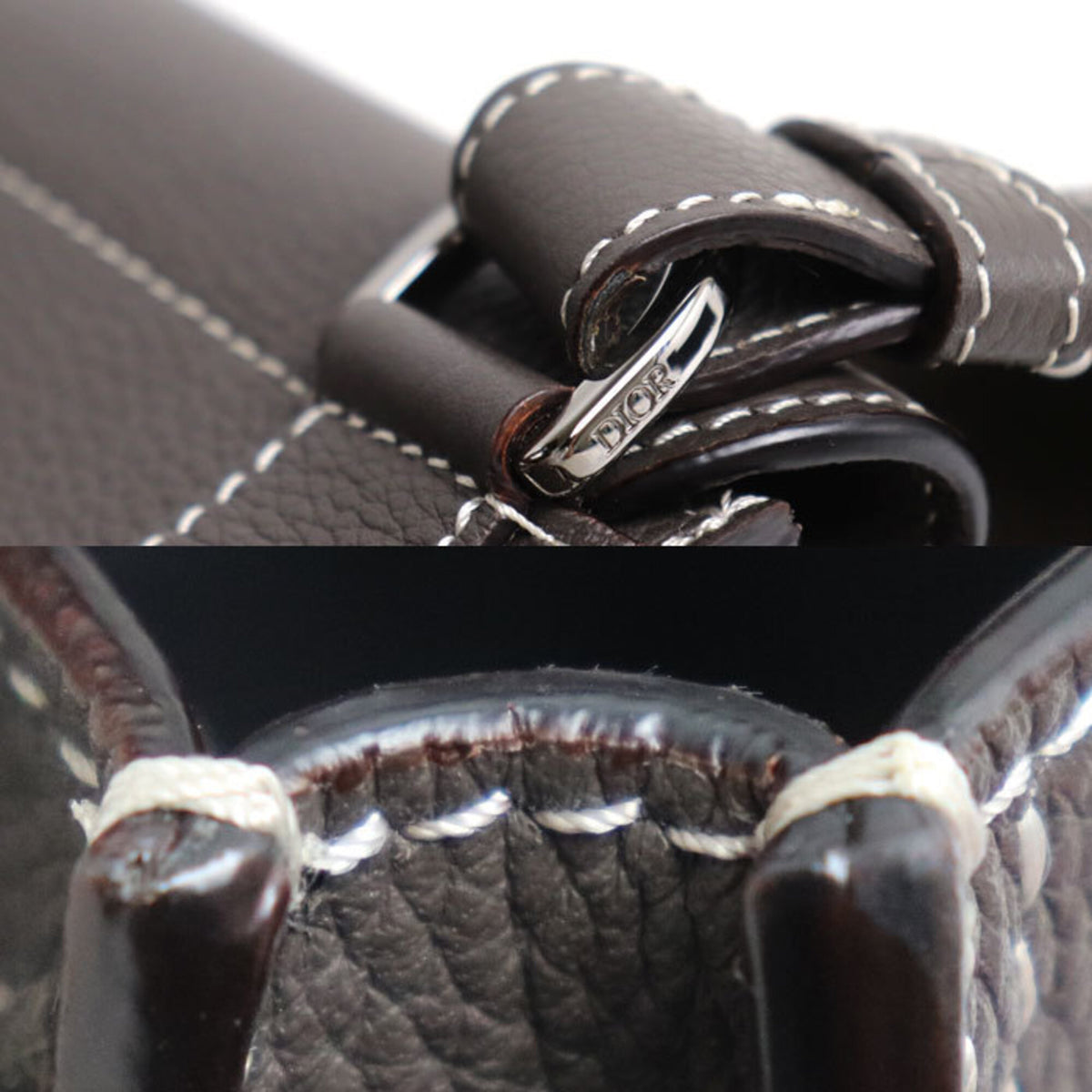 Christian Dior Brown Gray Leather Sling Bag (Pre-Owned)