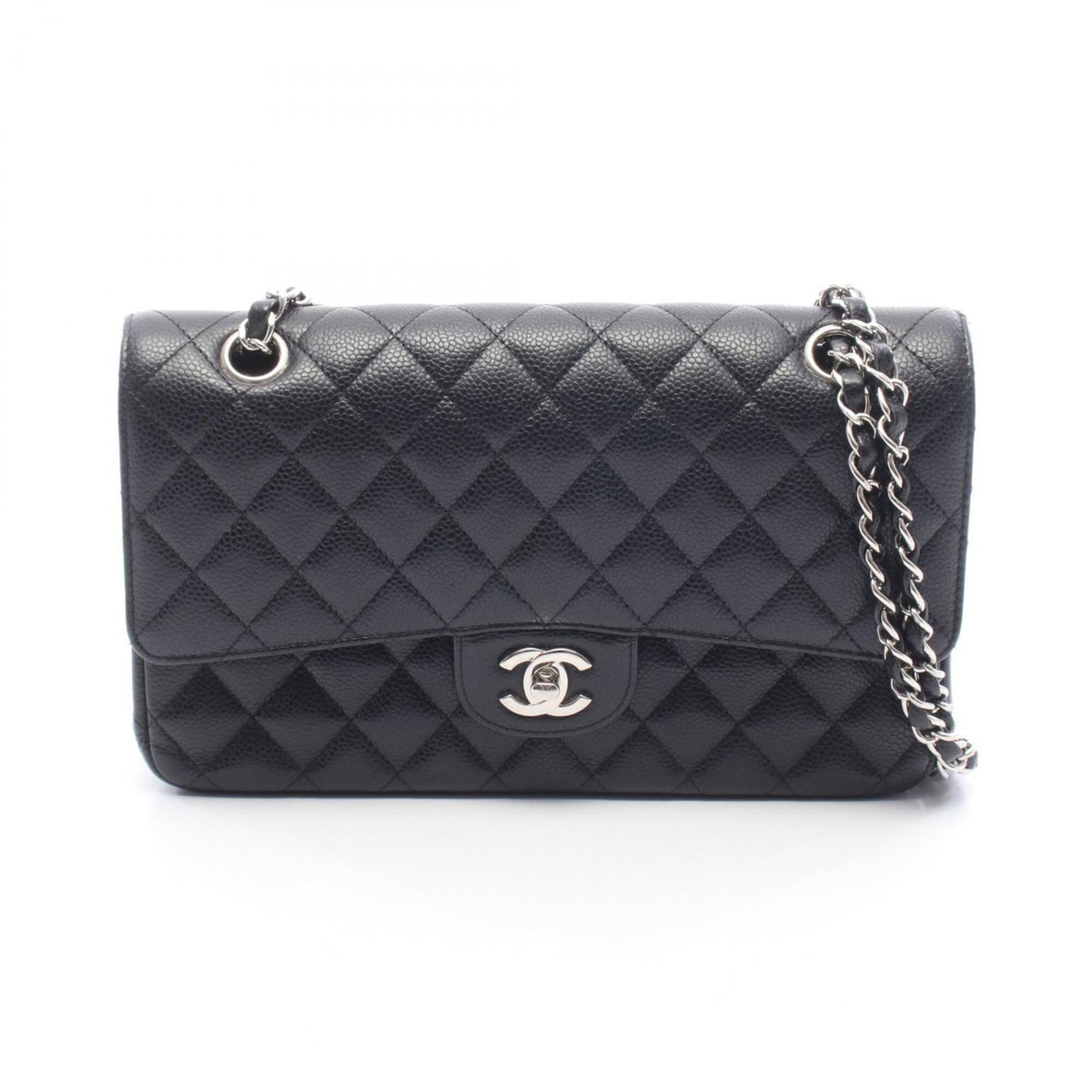 Chanel Black Grained Calfskin Handbag Shoulder Bag (Pre-Owned)