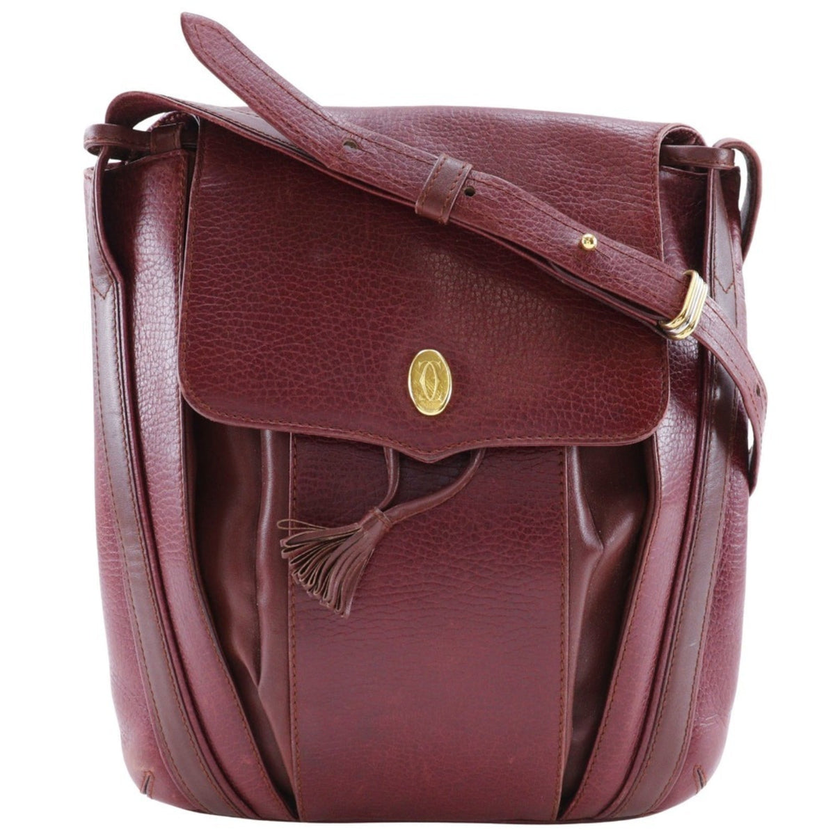 Cartier Bordeaux Leather Shoulder Bag (Pre-Owned)