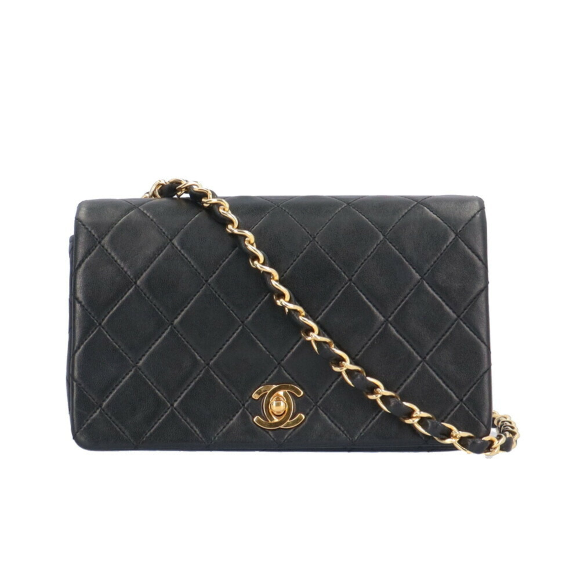 Chanel Matelasse Black Leather Shoulder Bag (Pre-Owned)