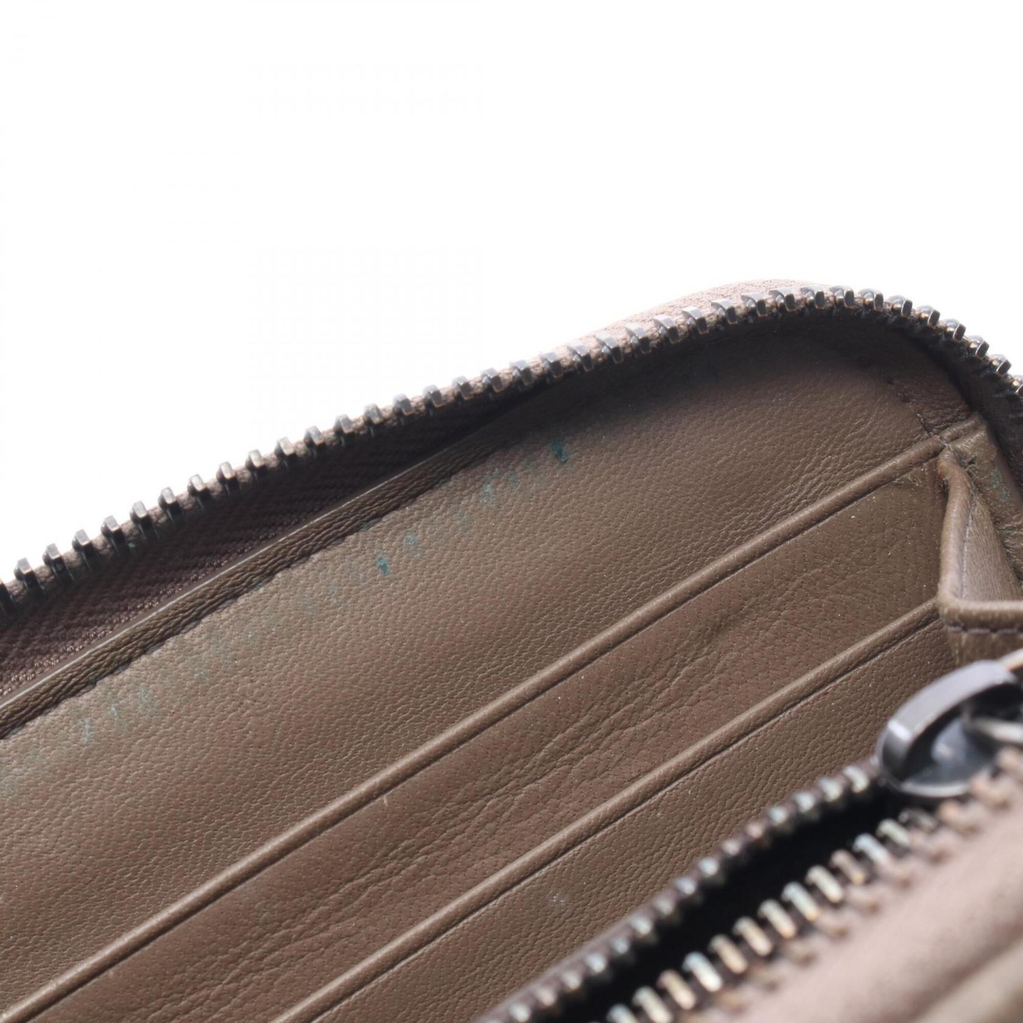 Bottega Veneta Gray Leather Long Wallet (Bi-Fold) (Pre-Owned)