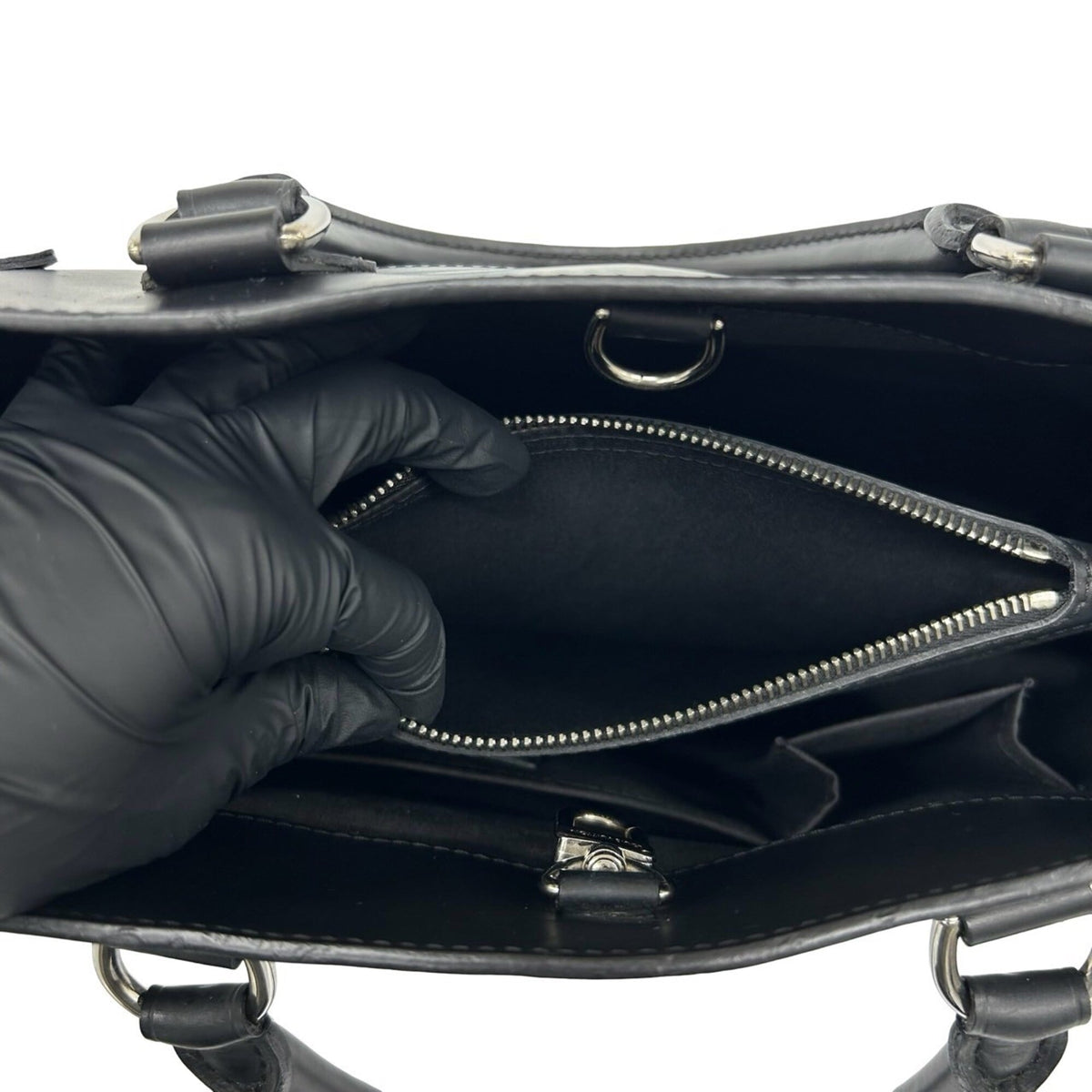 Louis Vuitton Black Leather Boston Bag Handbag Tote Bag (Pre-Owned)