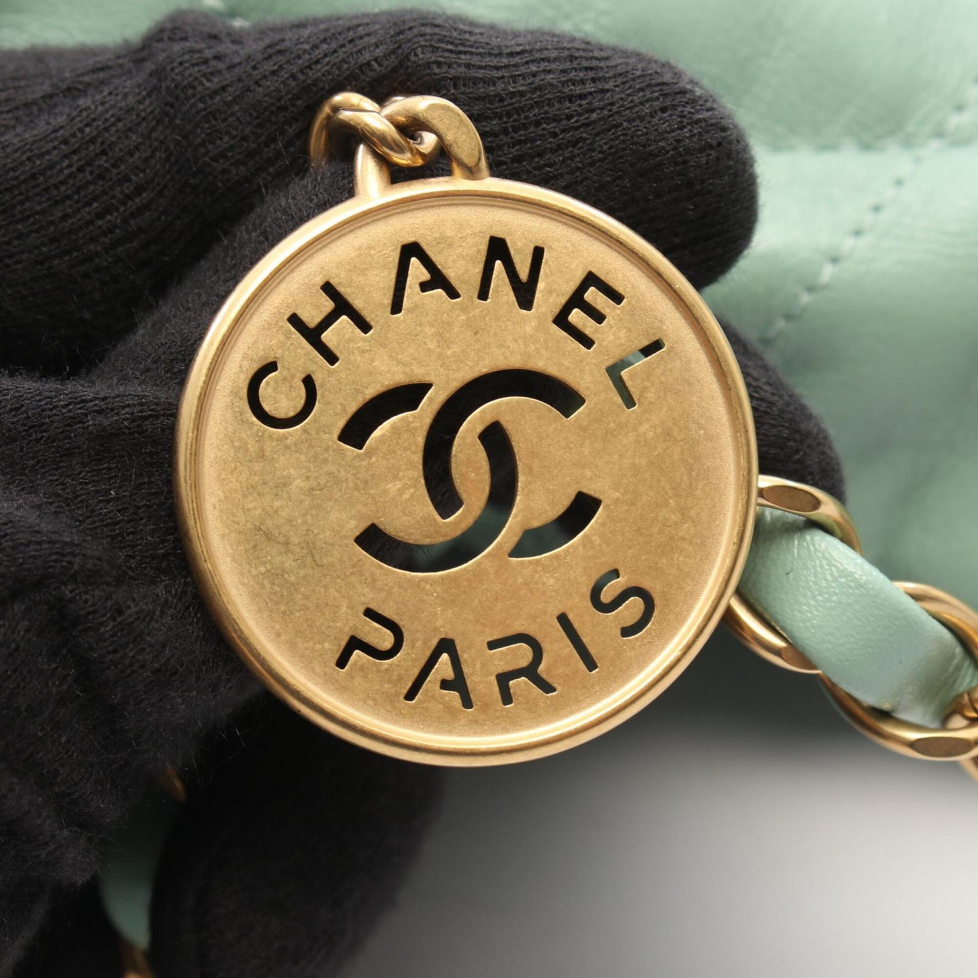 Chanel Green Leather Handbag Pouch Shoulder Bag (Pre-Owned)