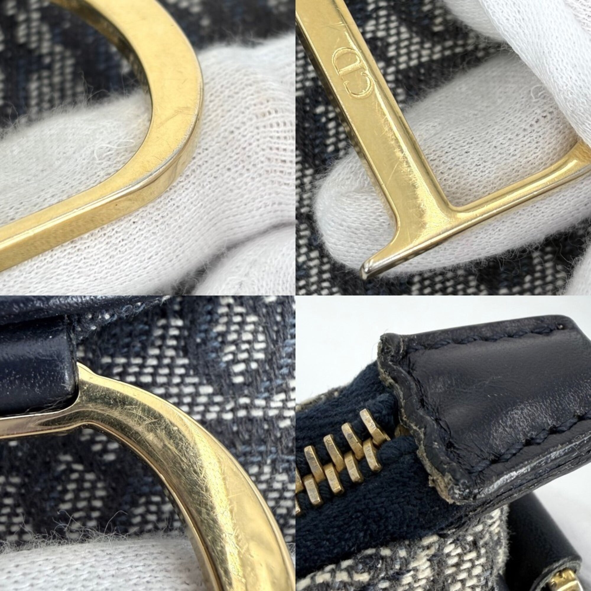 Christian Dior Navy Canvas Leather Saddle Bag Shoulder Bag (Pre-Owned)