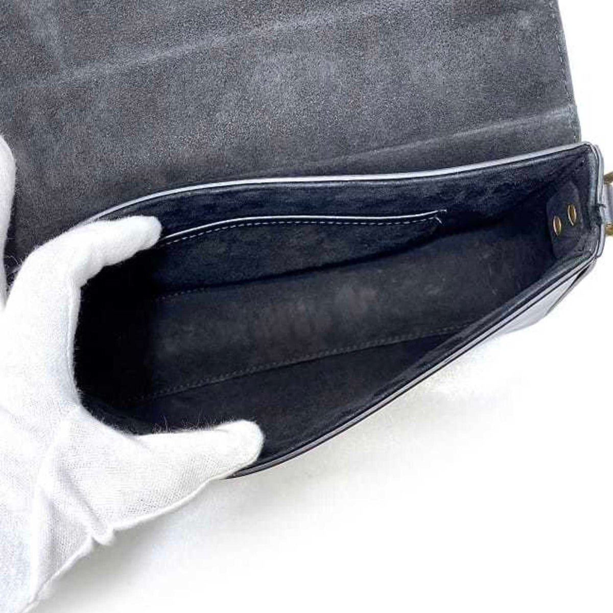 Christian Dior Black Leather Clutch Bag Handbag (Pre-Owned)