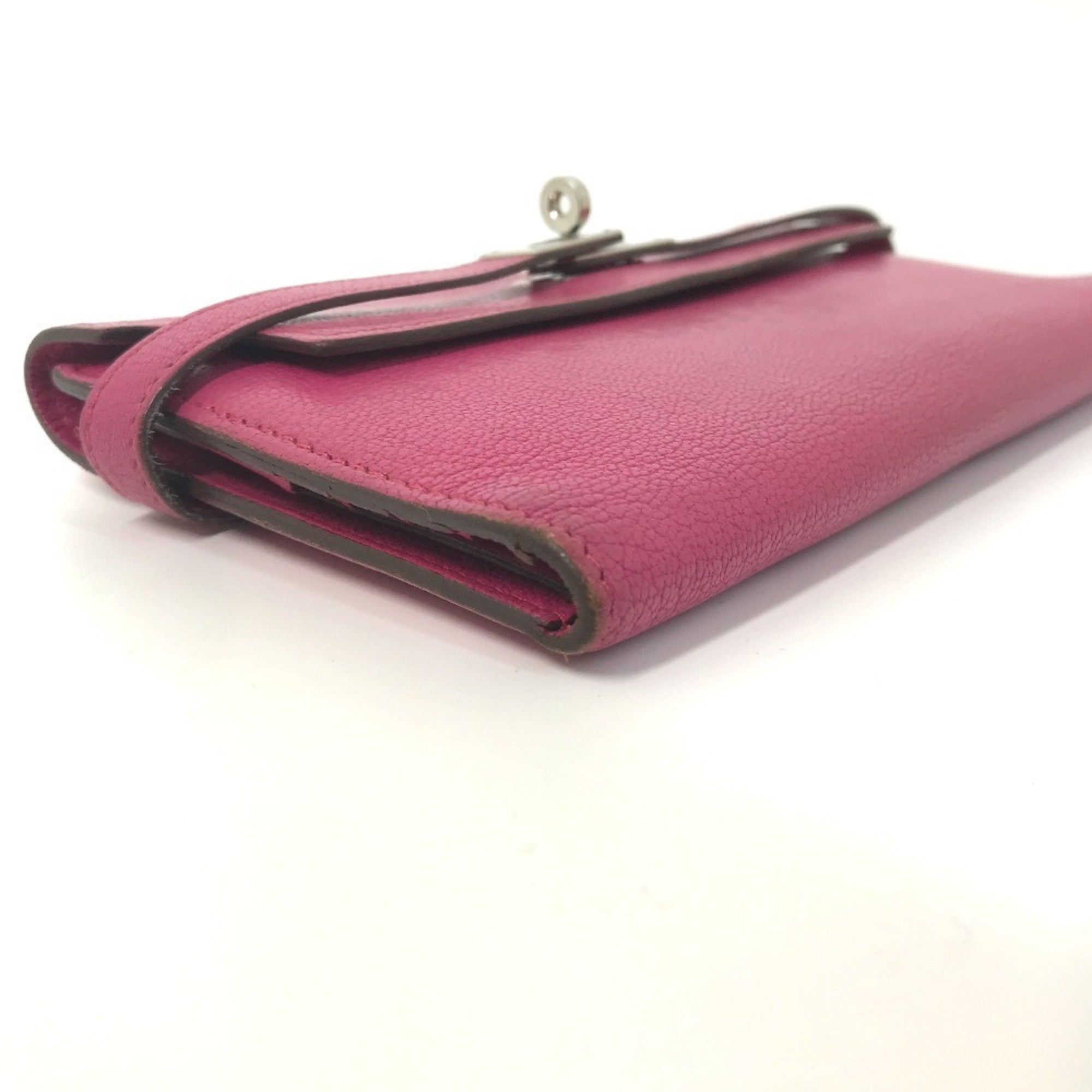 Hermes Pink Chevre Leather Long Wallet (Bi-Fold) (Pre-Owned)