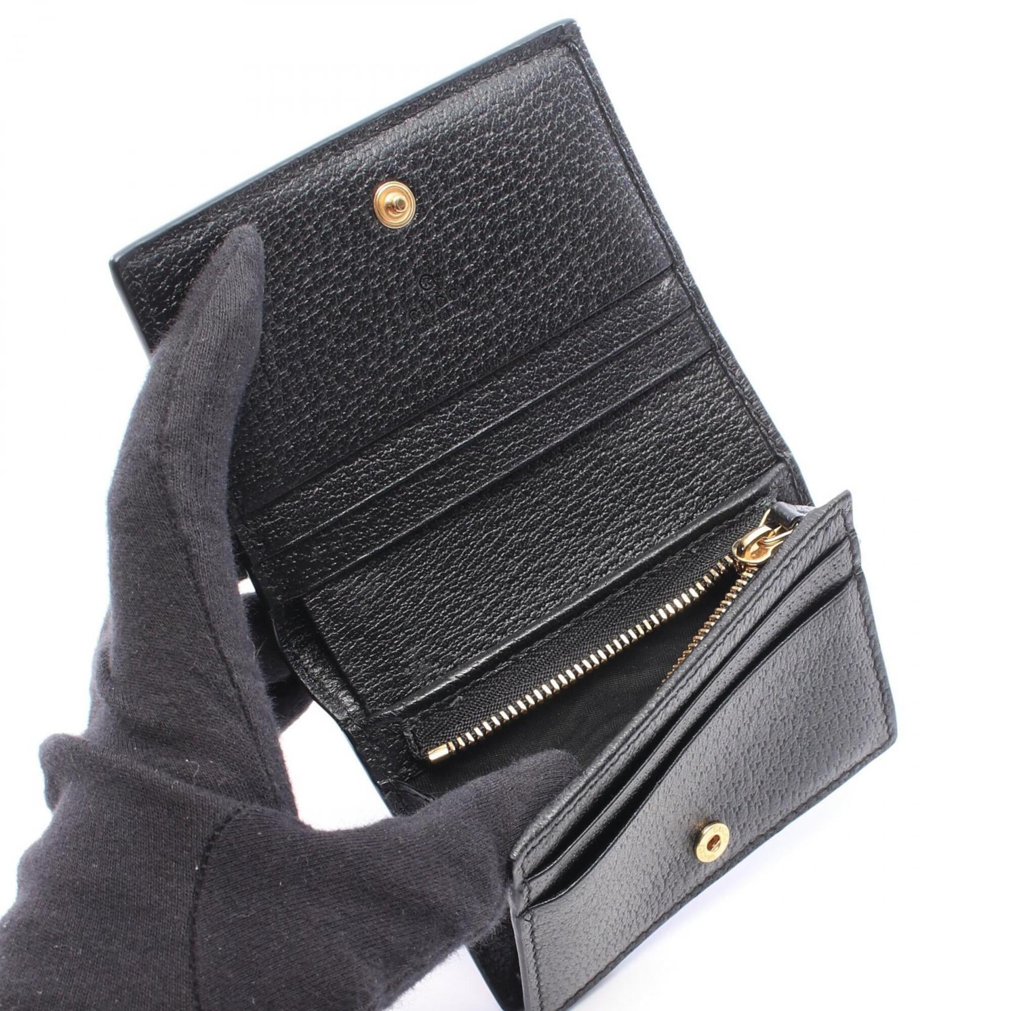 Gucci Gold Black Leather Wallet (Bi-Fold) (Pre-Owned)