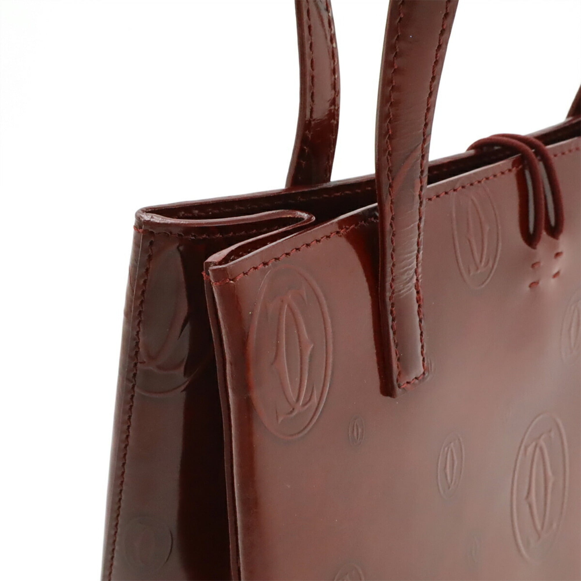 Cartier Happy Birthday Bordeaux Leather Handbag Tote Bag (Pre-Owned)